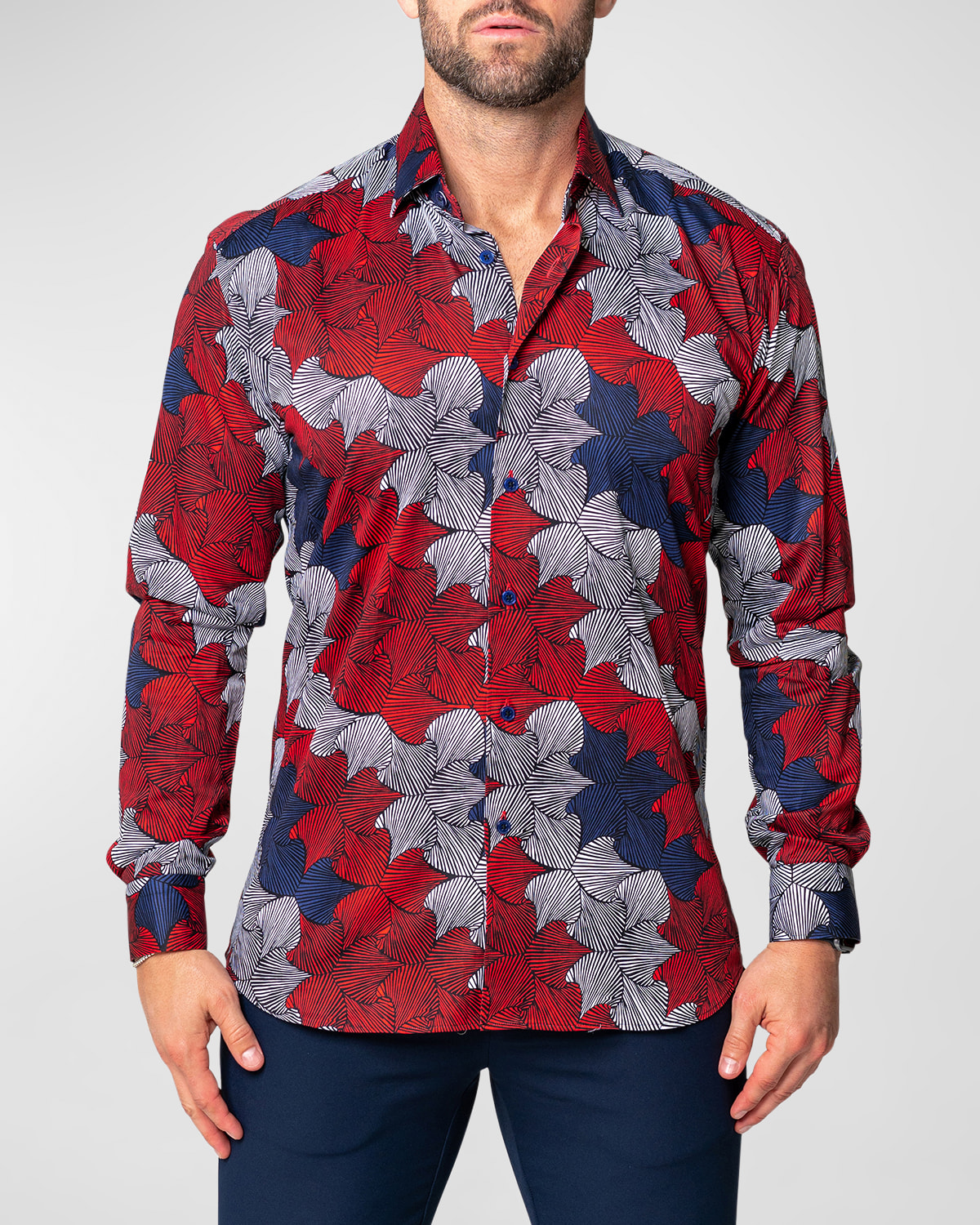 Maceoo Fibonacci Floralcluster Cotton Button-up Shirt In Multi