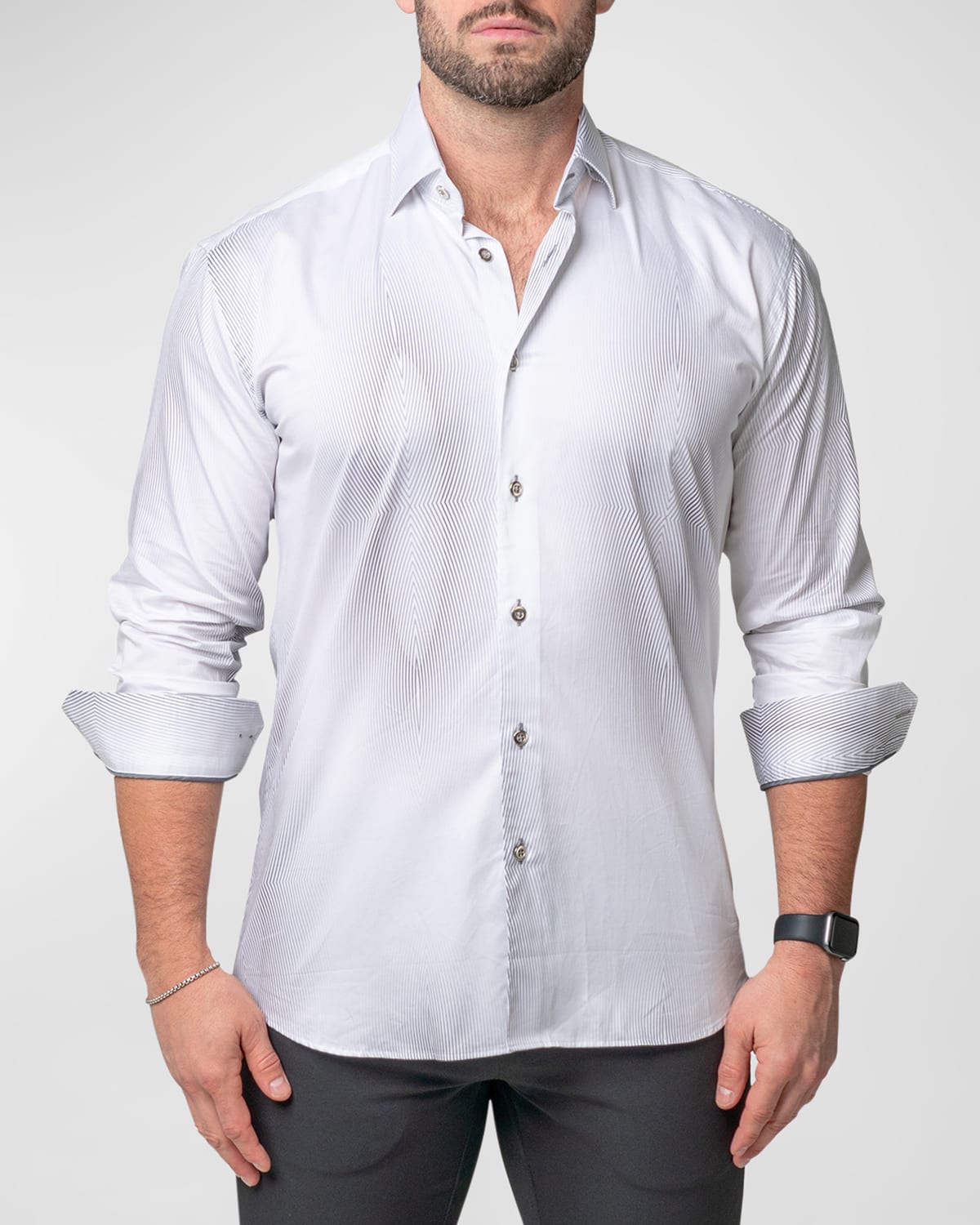 Shop Maceoo Men's Fibonacci Singlularity Sport Shirt In White