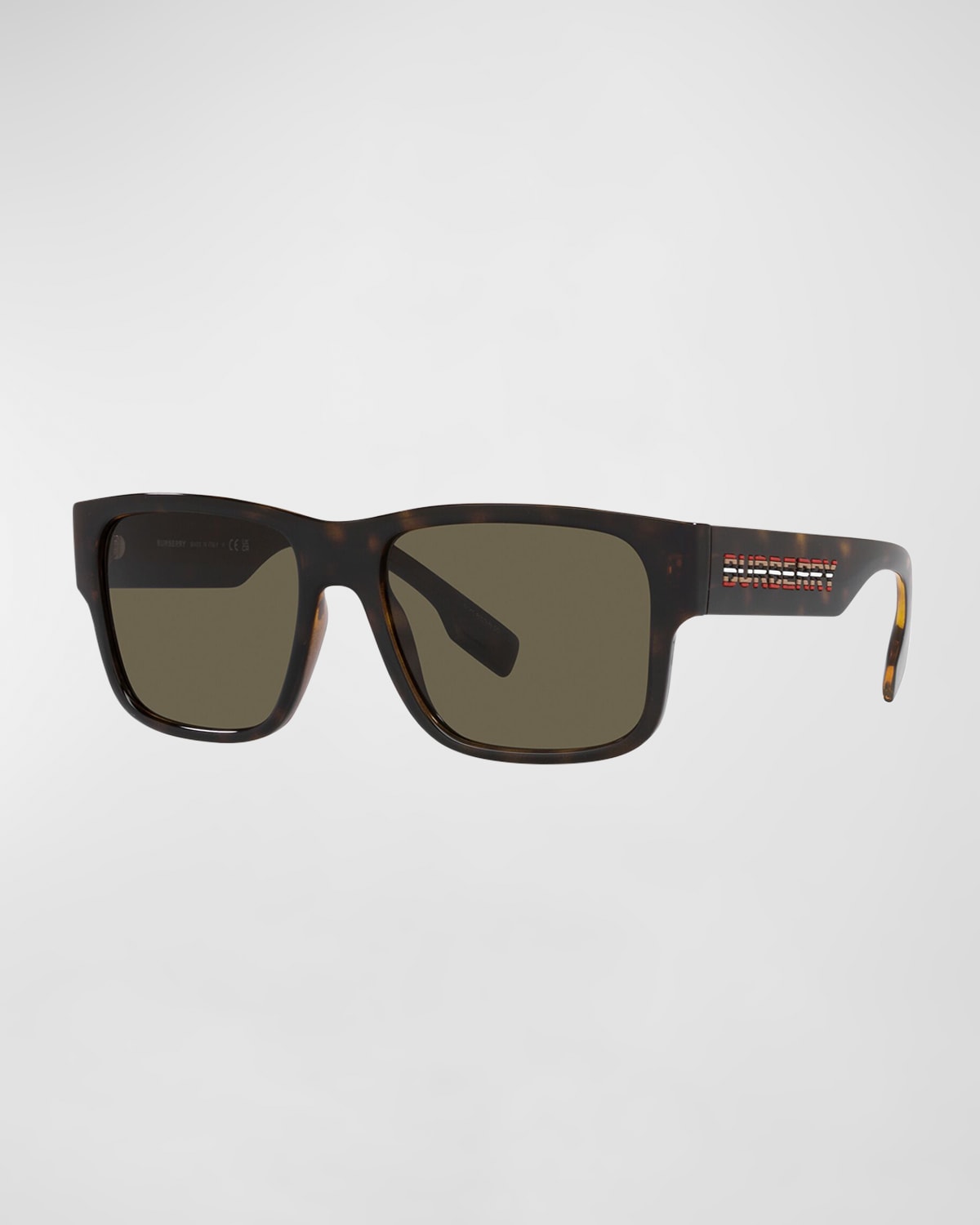 Burberry Men's Knight Maxi-logo Rectangle Sunglasses In Dark Havana