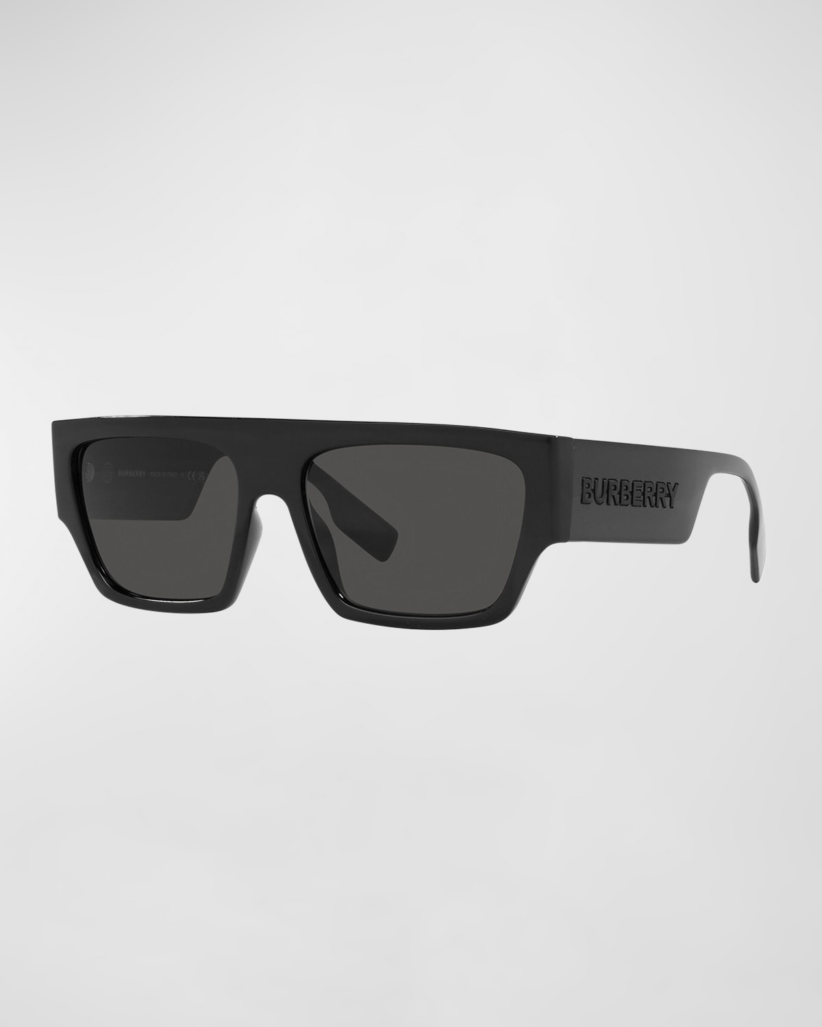 Burberry Men's Micah Flat Top Rectangle Sunglasses In Black
