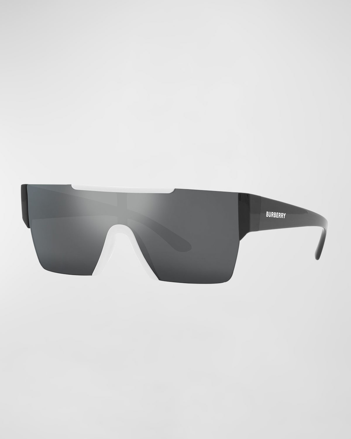 Burberry Men's Lightweight Shield Sunglasses In White