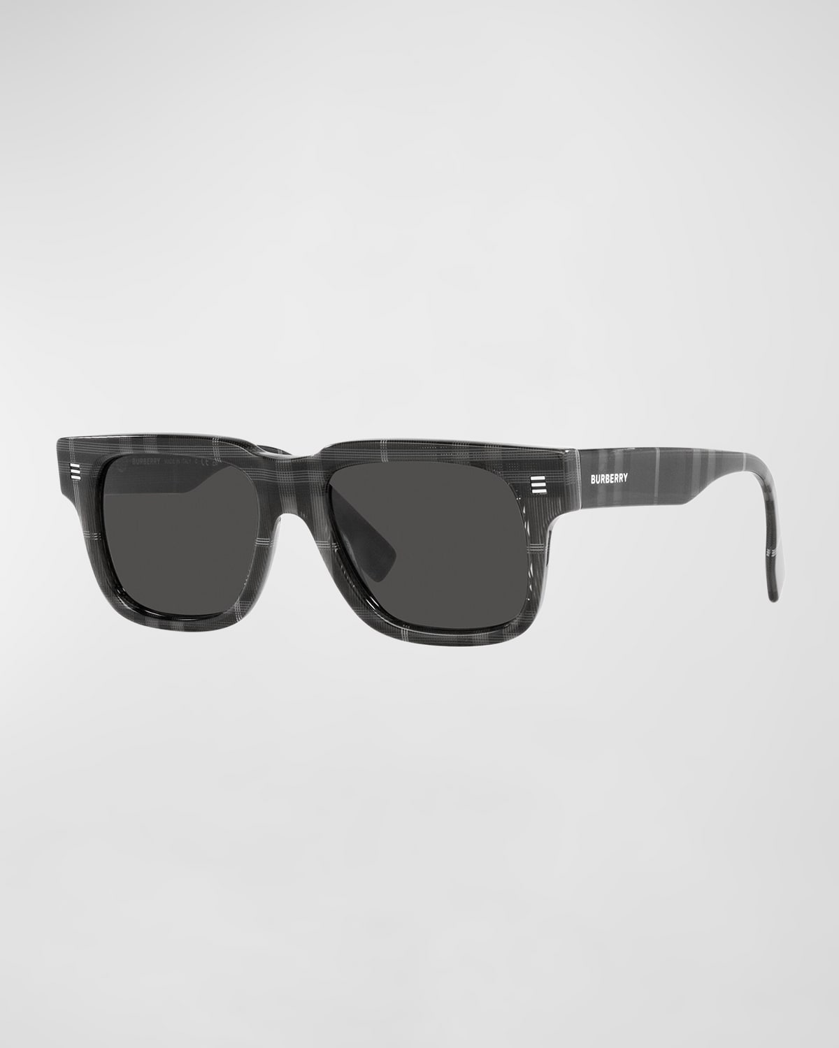 Burberry Men's Hayden Check Acetate Square Sunglasses In Black