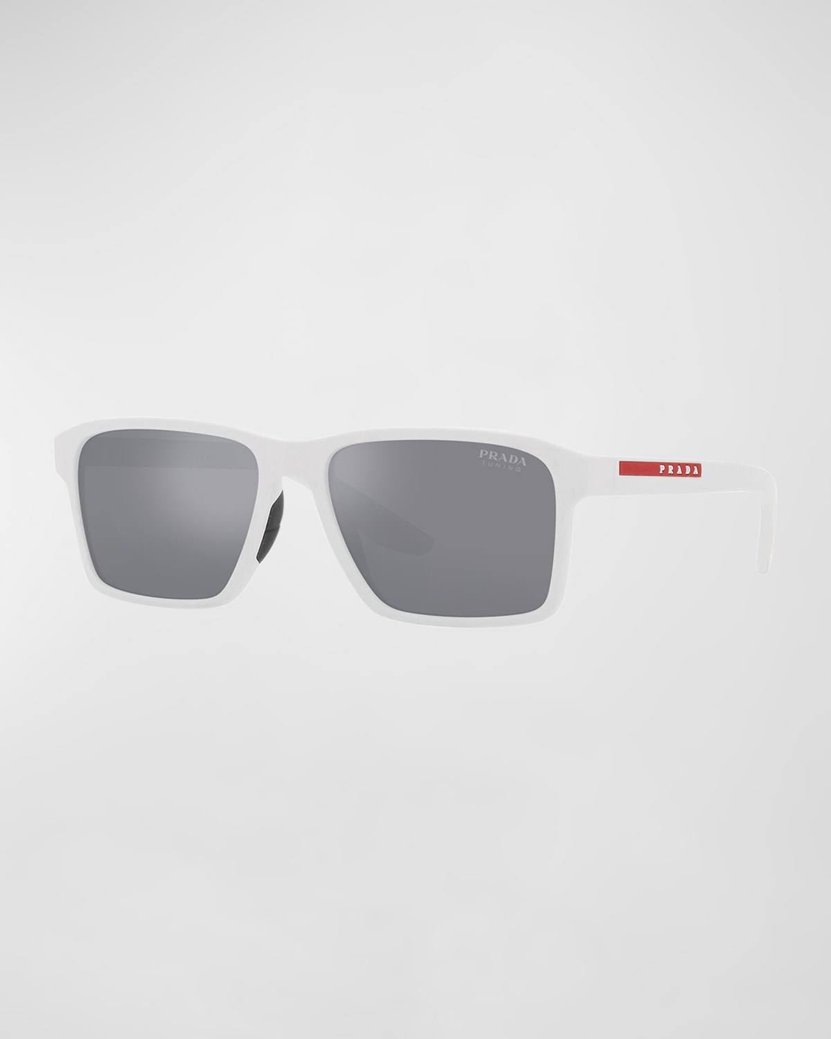 Prada Men's Rectangle Logo Sunglasses In White