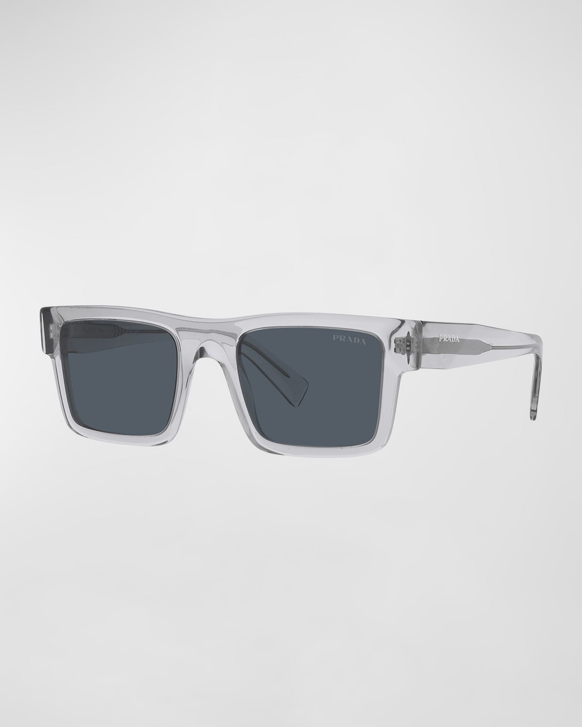 Prada Men's Square Acetate Sunglasses In Shiny Gunmetal