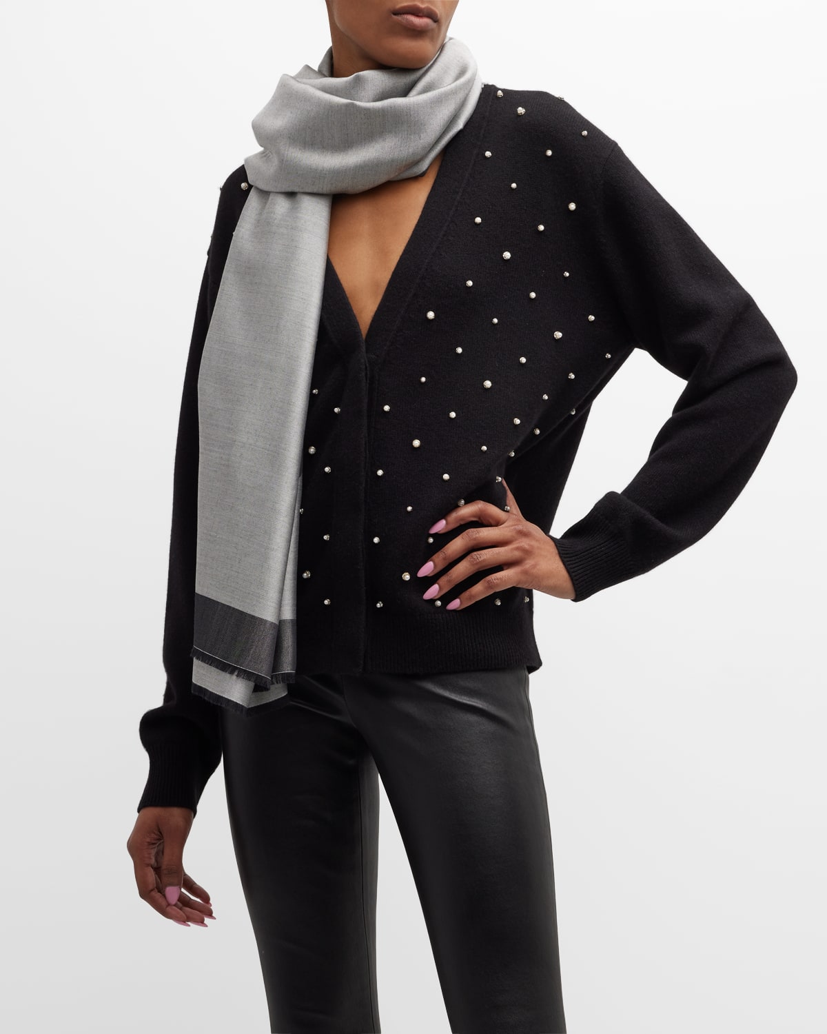 Givenchy Charcoal Jacquard Logo Silk-wool Shawl In Gray