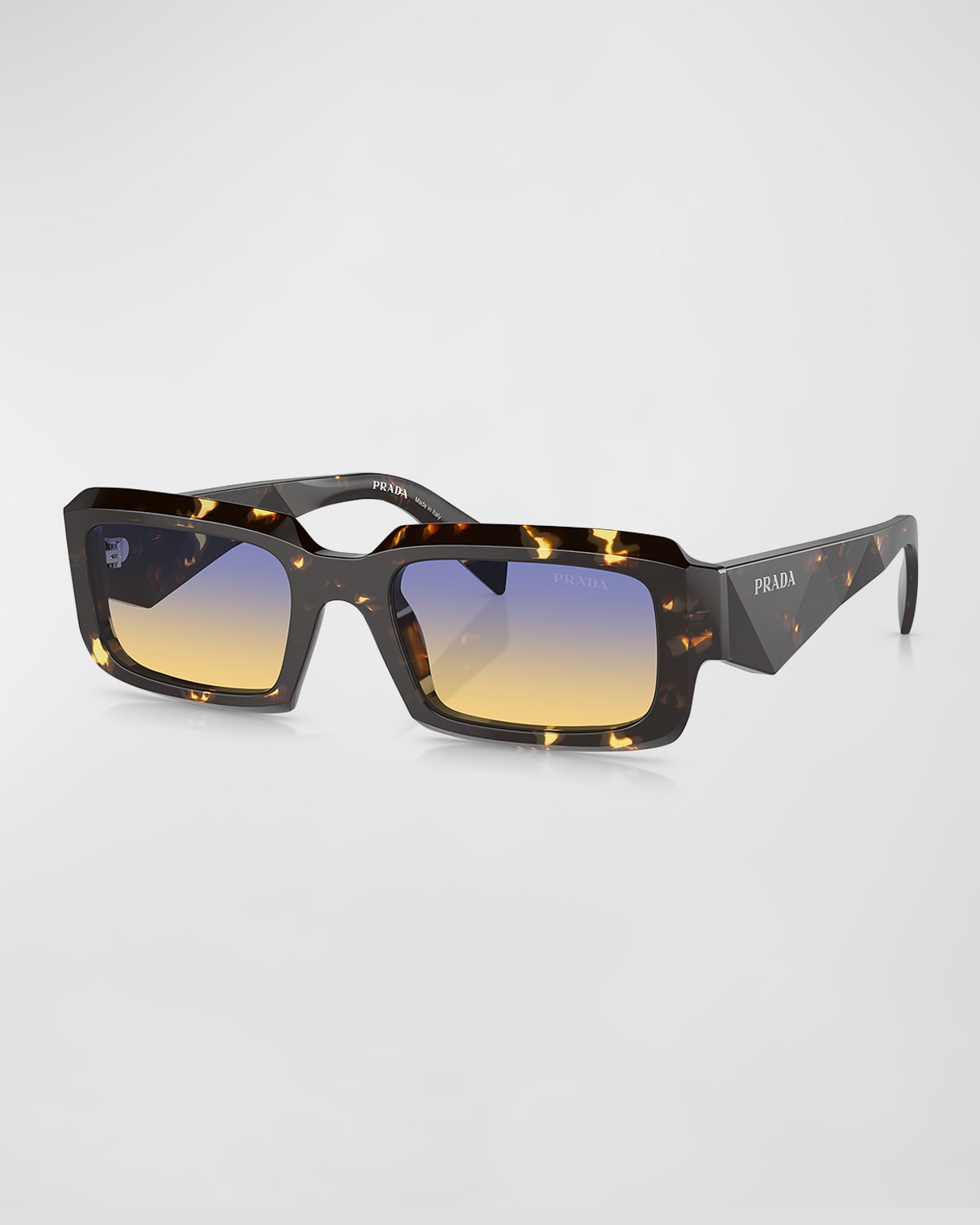 Shop Prada Men's Geometric Logo Acetate & Plastic Rectangle Sunglasses In Blue Violet