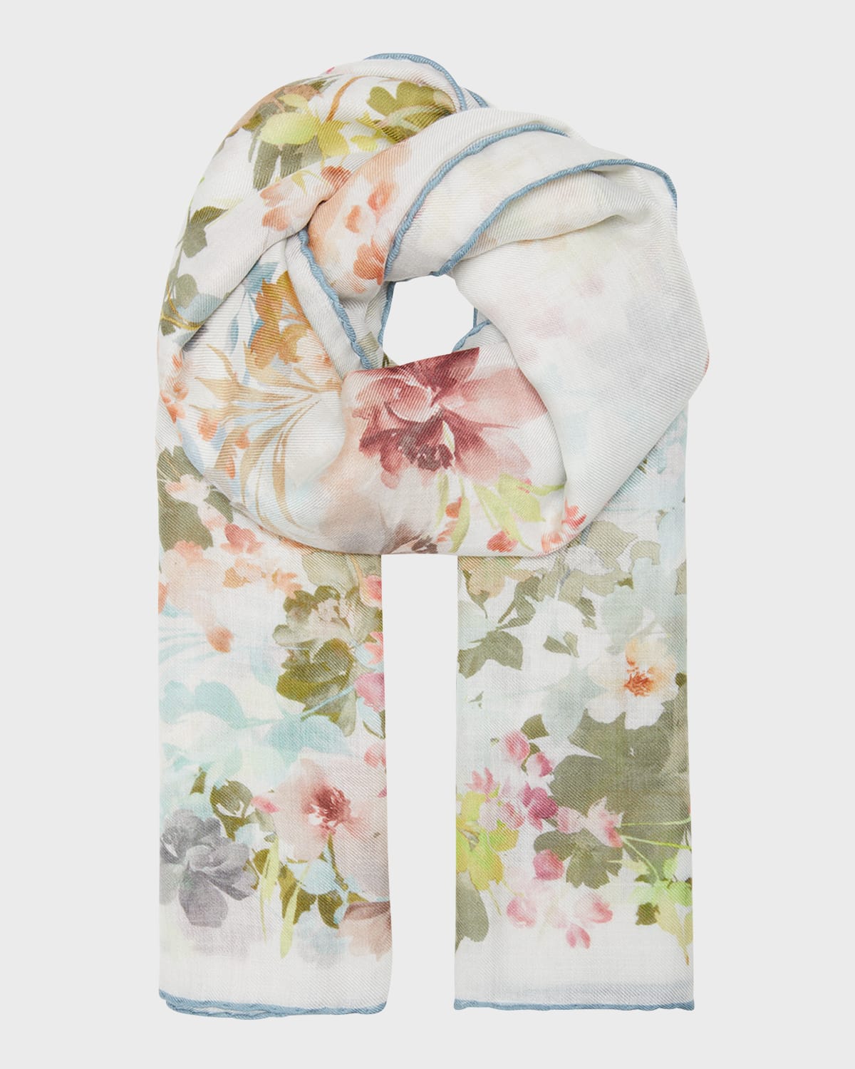 Alonpi Astrid Floral Cashmere-Silk Scarf | Smart Closet