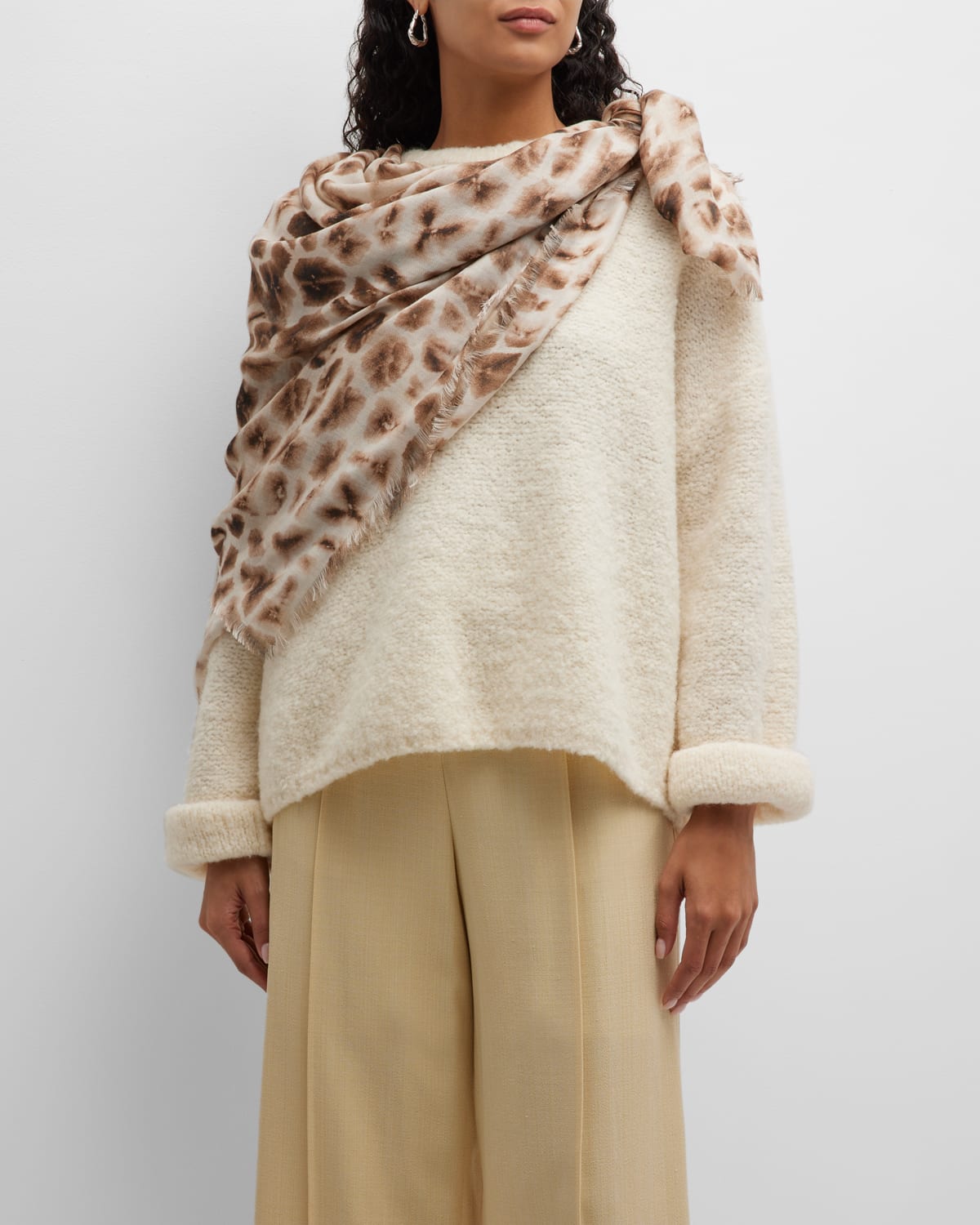 Alonpi Astrid Double-sided Cashmere & Silk Scarf In Neutral