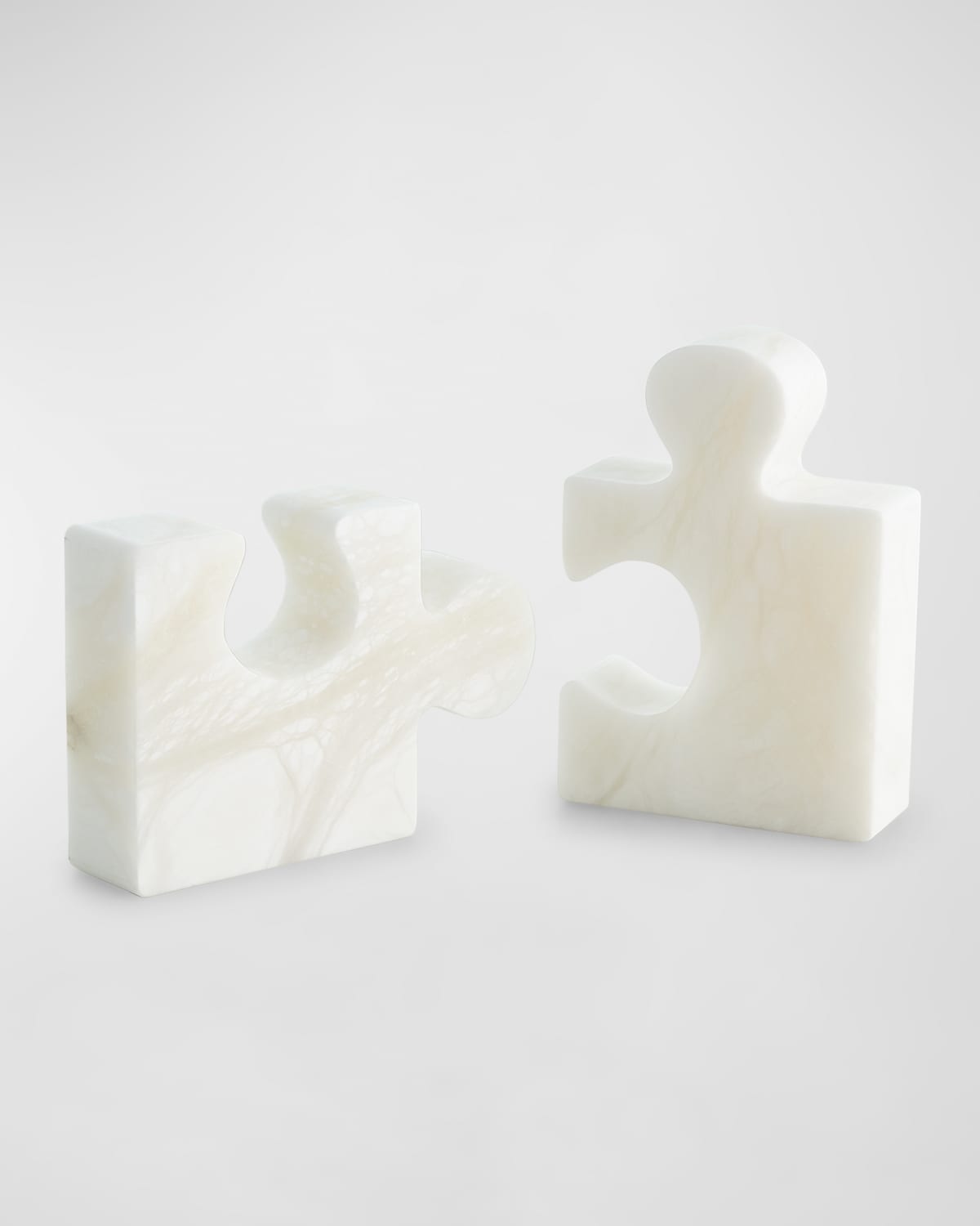 Global Views Jigsaw Bookends In White, Set Of 2 In White