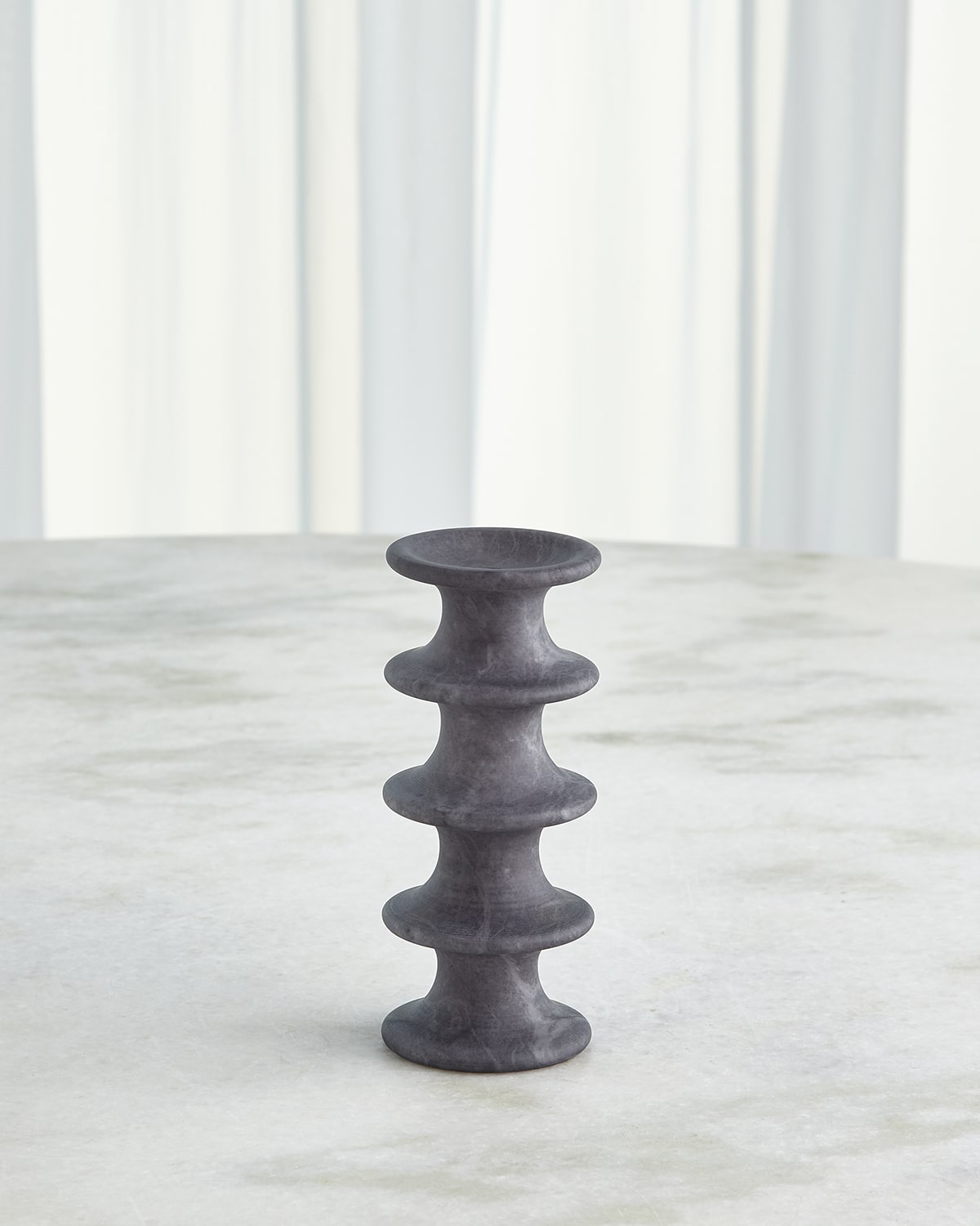 Global Views Ridge Candlestick Holder, Small In Grey