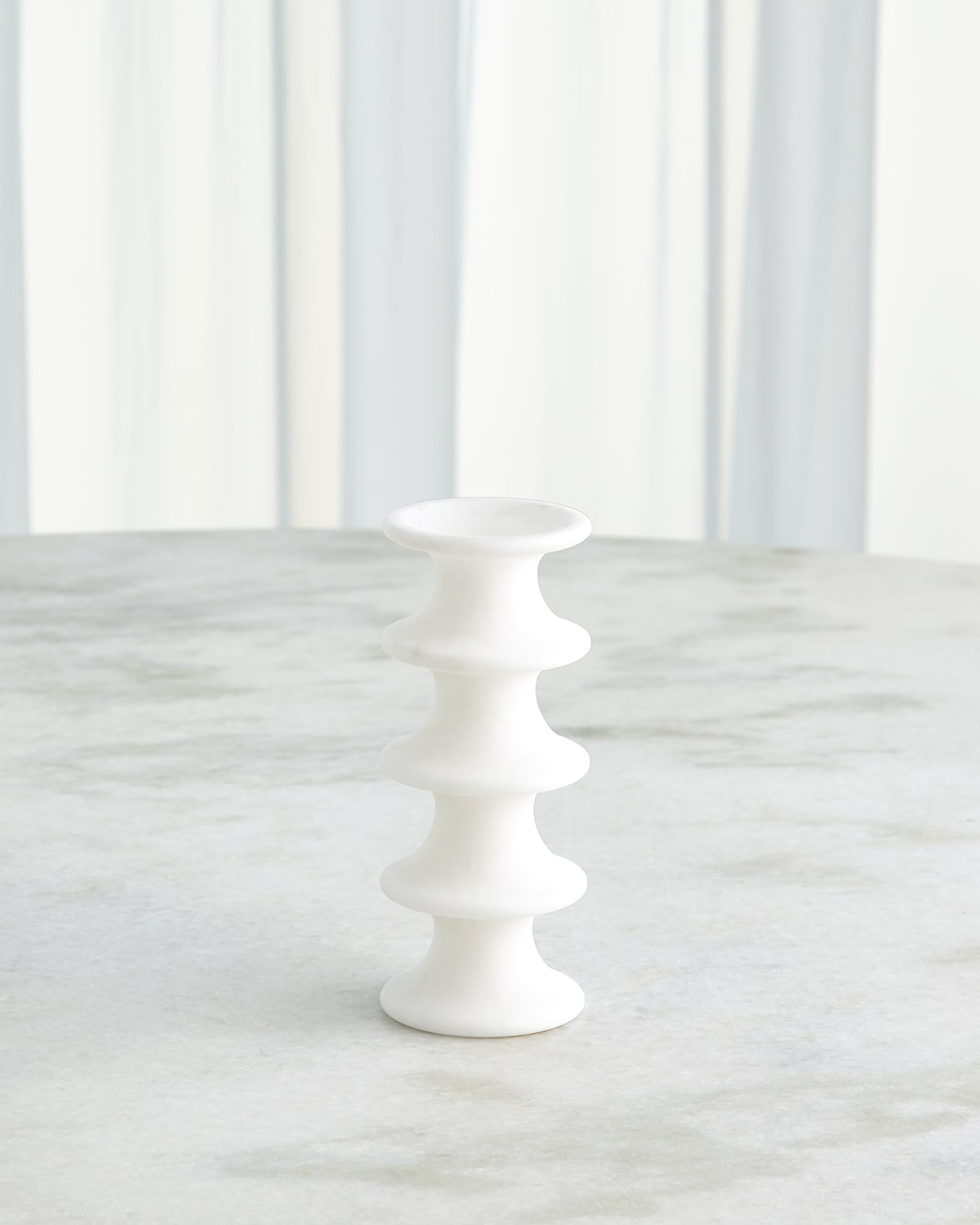 Global Views Ridge Candlestick Holder, Small In White