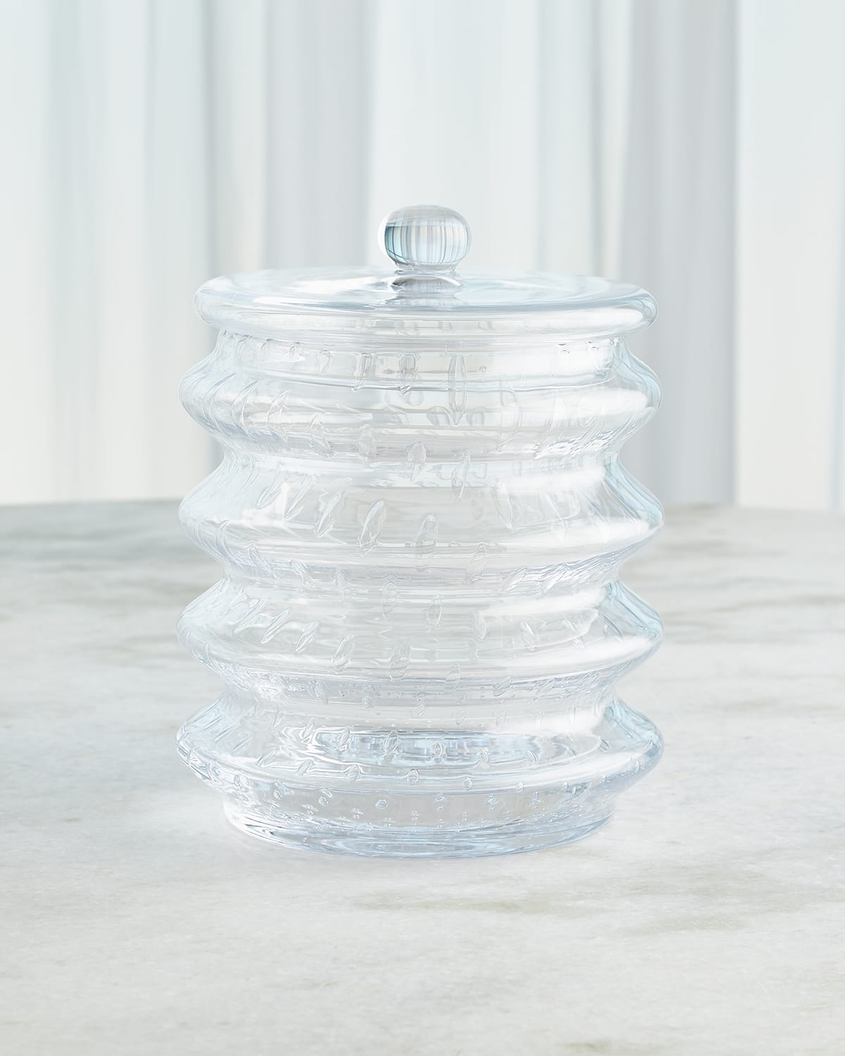 Global Views Clear Seeded Wave Canister, Large