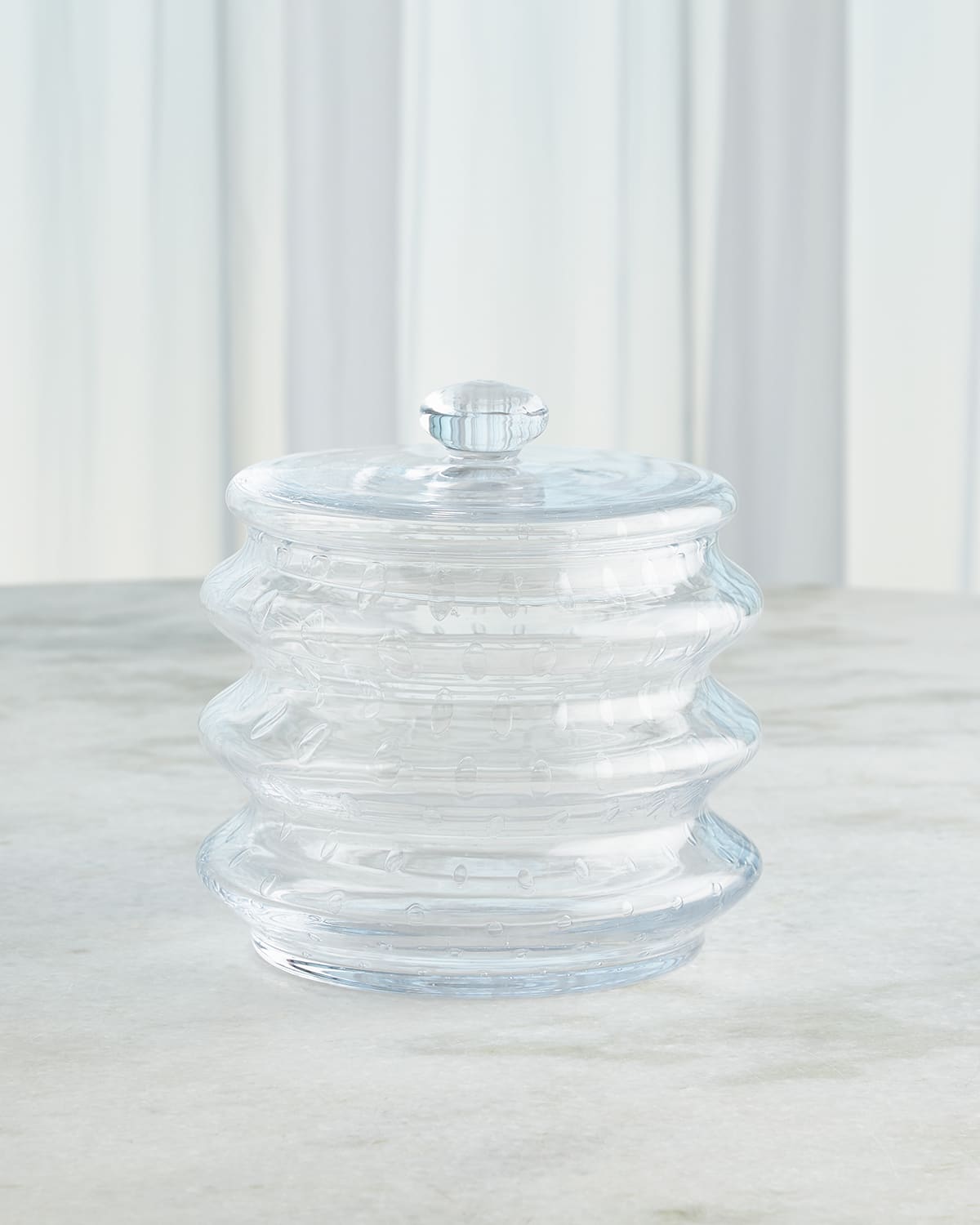 Global Views Clear Seeded Wave Canister, Small