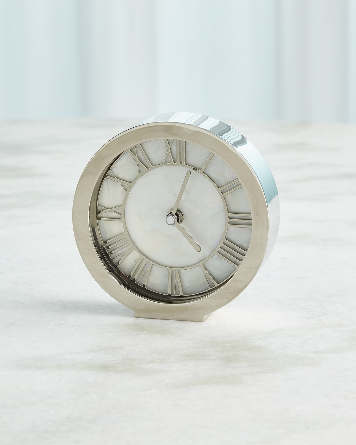 Shop Global Views Mother-of-pearl Clock In Nickel