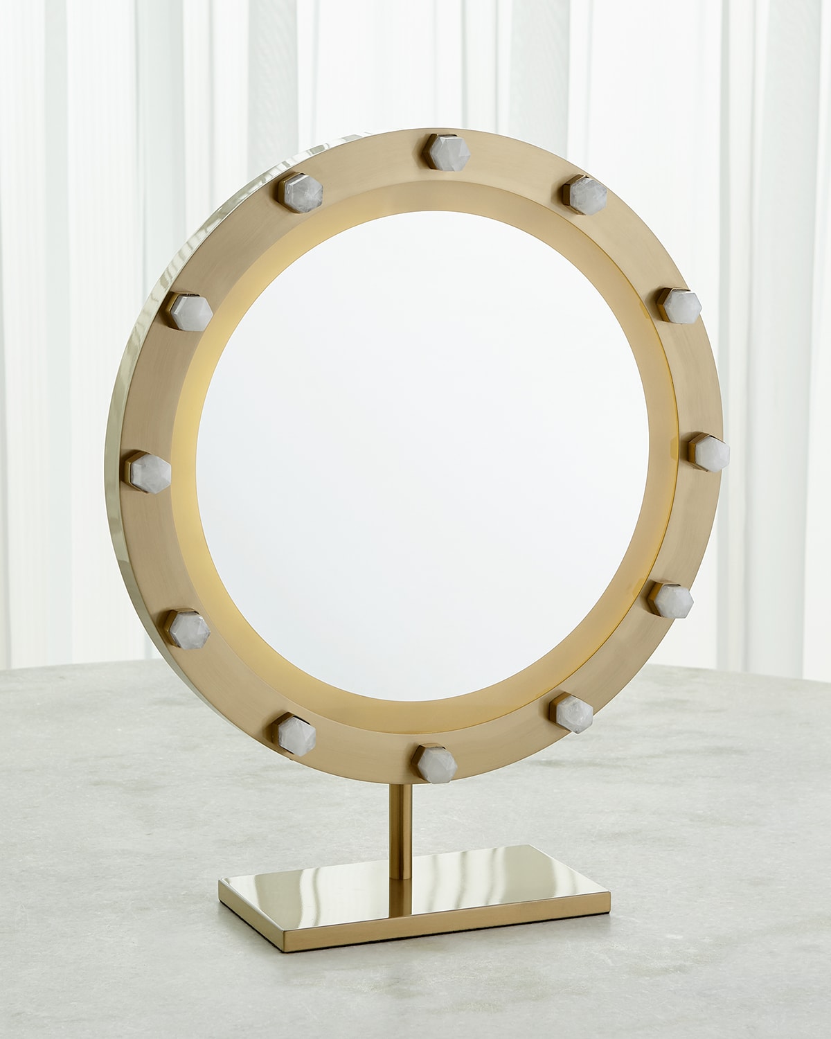 Global Views Quartz Vanity Mirror In Gold