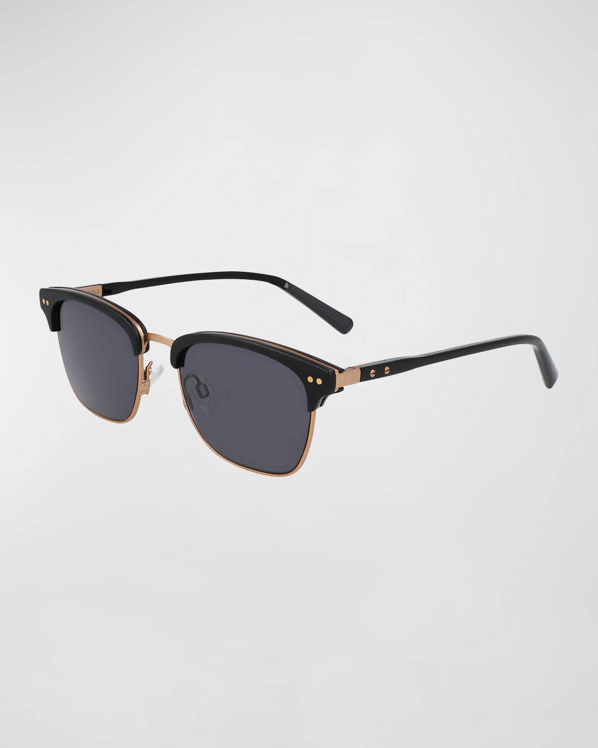 Shop Shinola Men's Half-rim Square Sunglasses In Matte Black