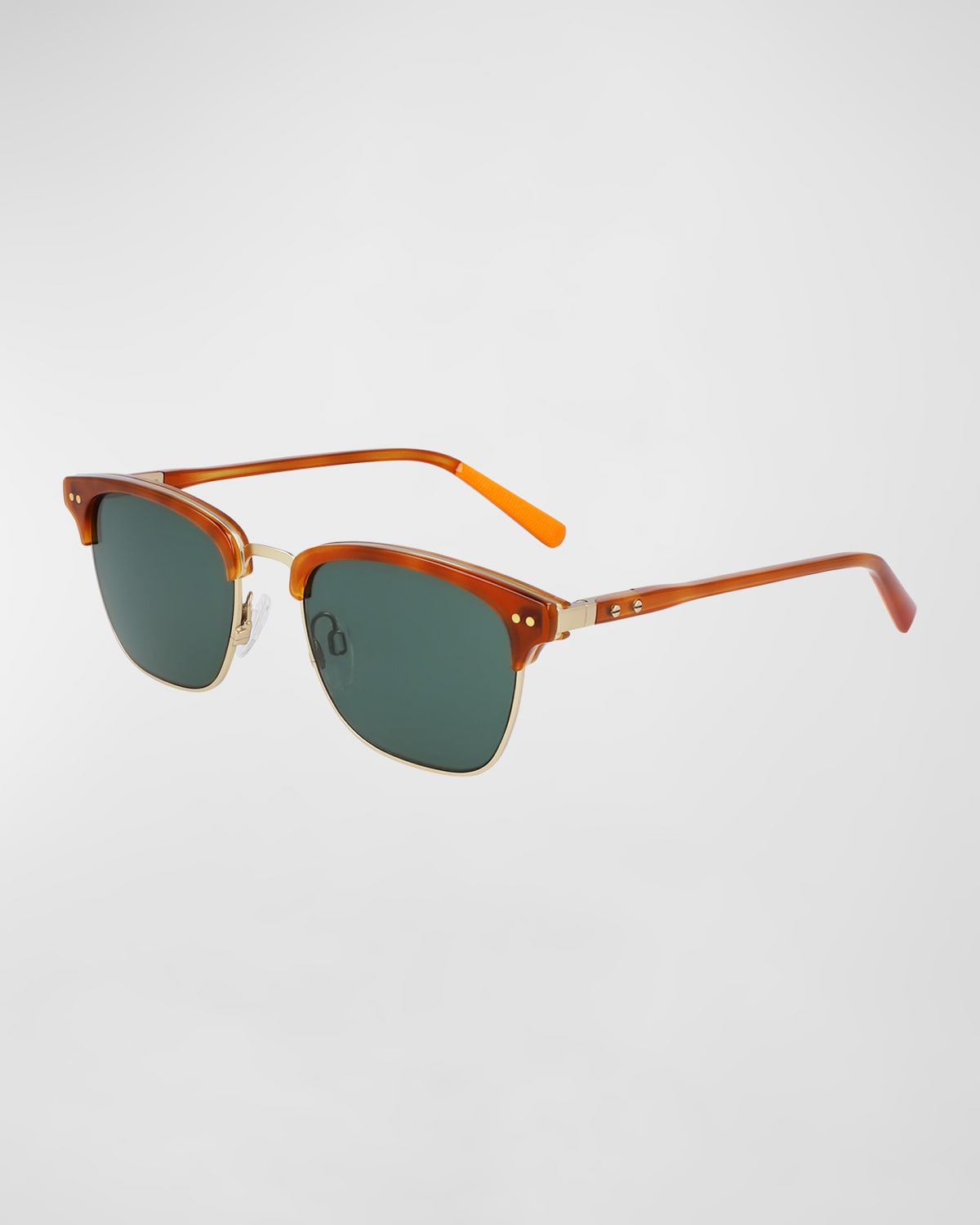 Shop Shinola Men's Half-rim Square Sunglasses In Honey Tortoise