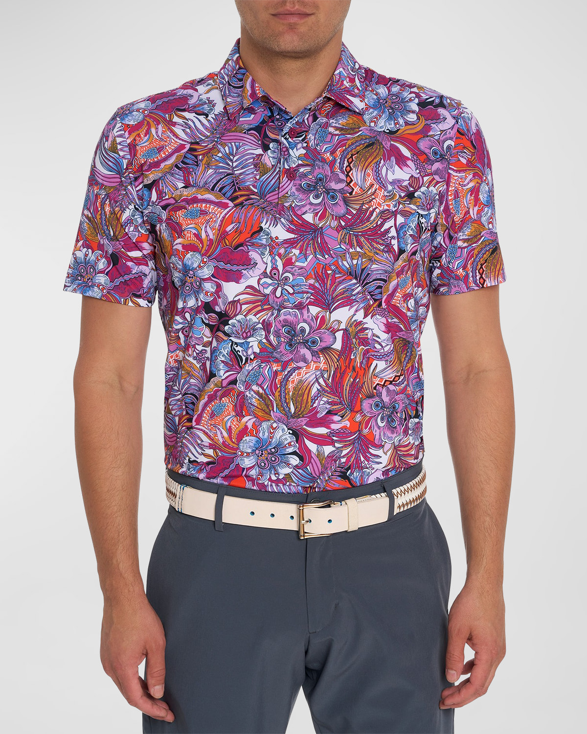 Robert Graham Roxberry Floral Performance Polo In Pink