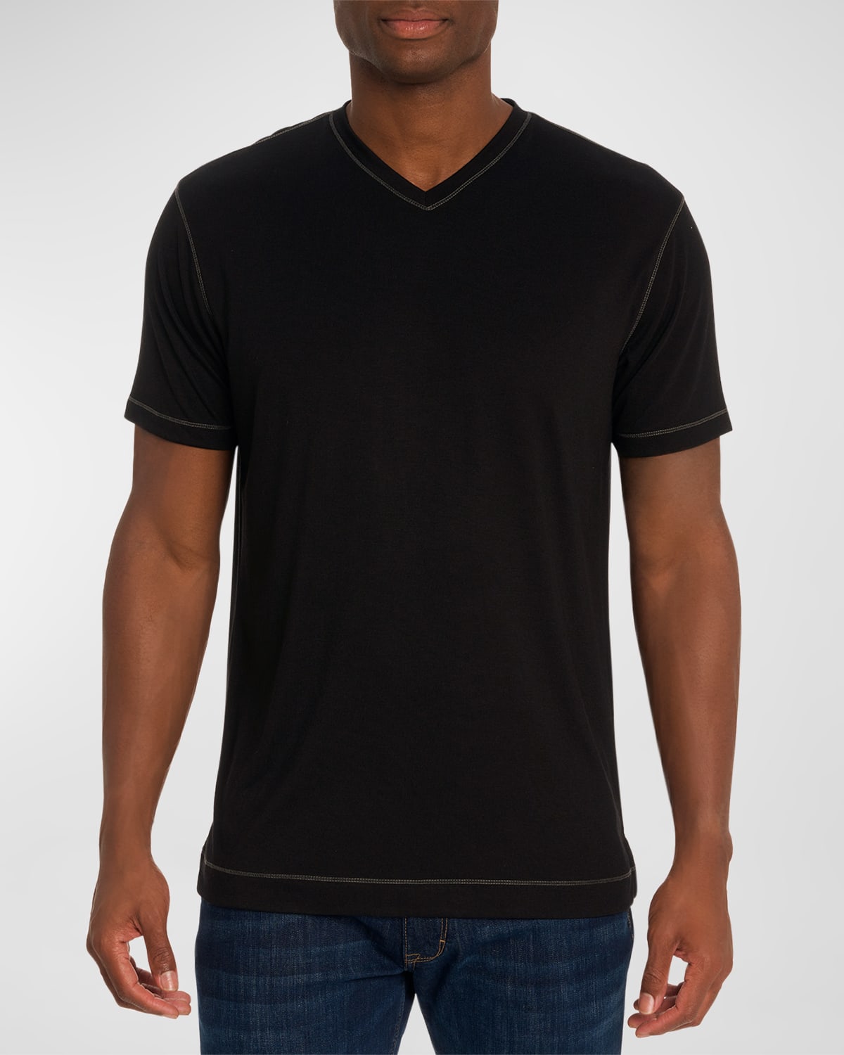 Robert Graham Eastwood V-neck Cotton Blend T-shirt In Black