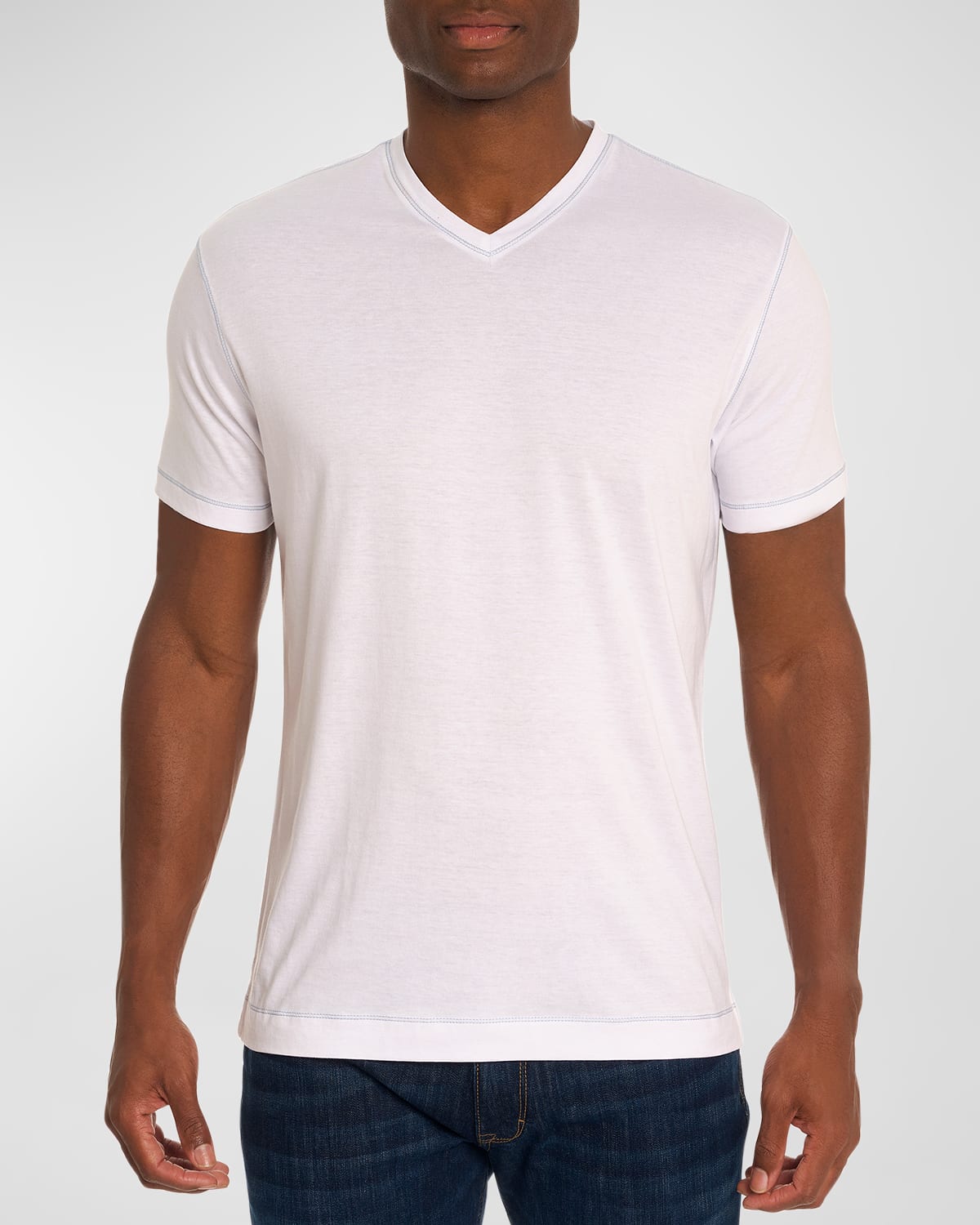Shop Robert Graham Men's Eastwood V-neck T-shirt In White
