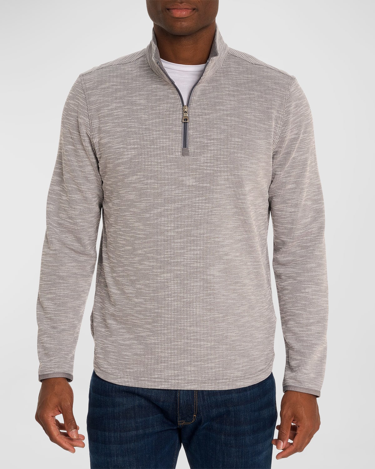 Shop Robert Graham Men's Speilberg Quarter-zip Waffle Knit Pullover In Lt. Grey