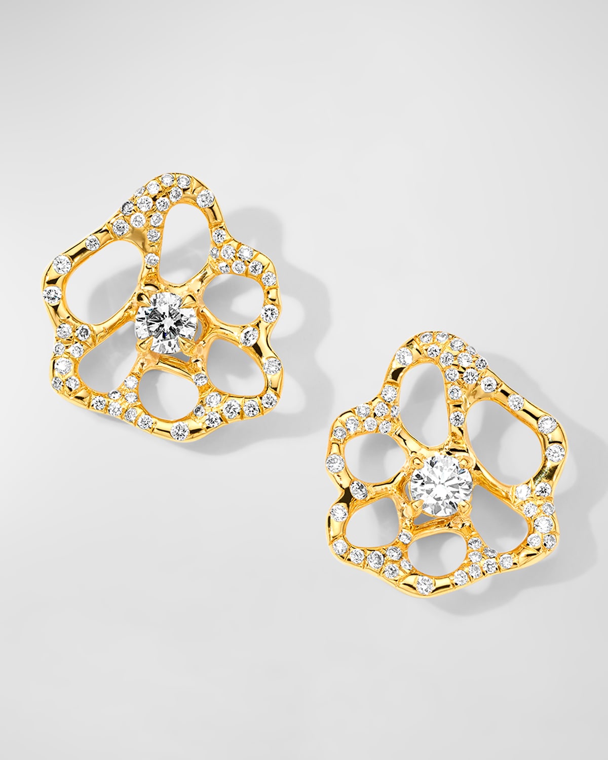 Ippolita 18k Stardust Drizzle Small Flower Stud Earrings With Round Brilliant-cut Diamonds In Yellow Gold