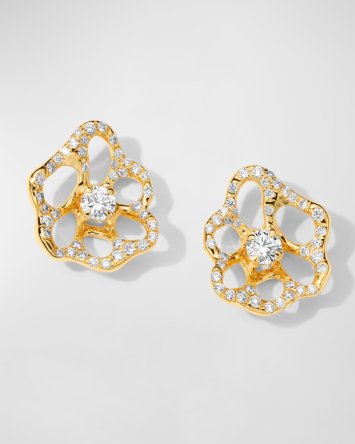 IPPOLITA 18K STARDUST DRIZZLE MINI FLOWER STUD EARRINGS WITH ROUND BRILLIANT-CUT DIAMONDS