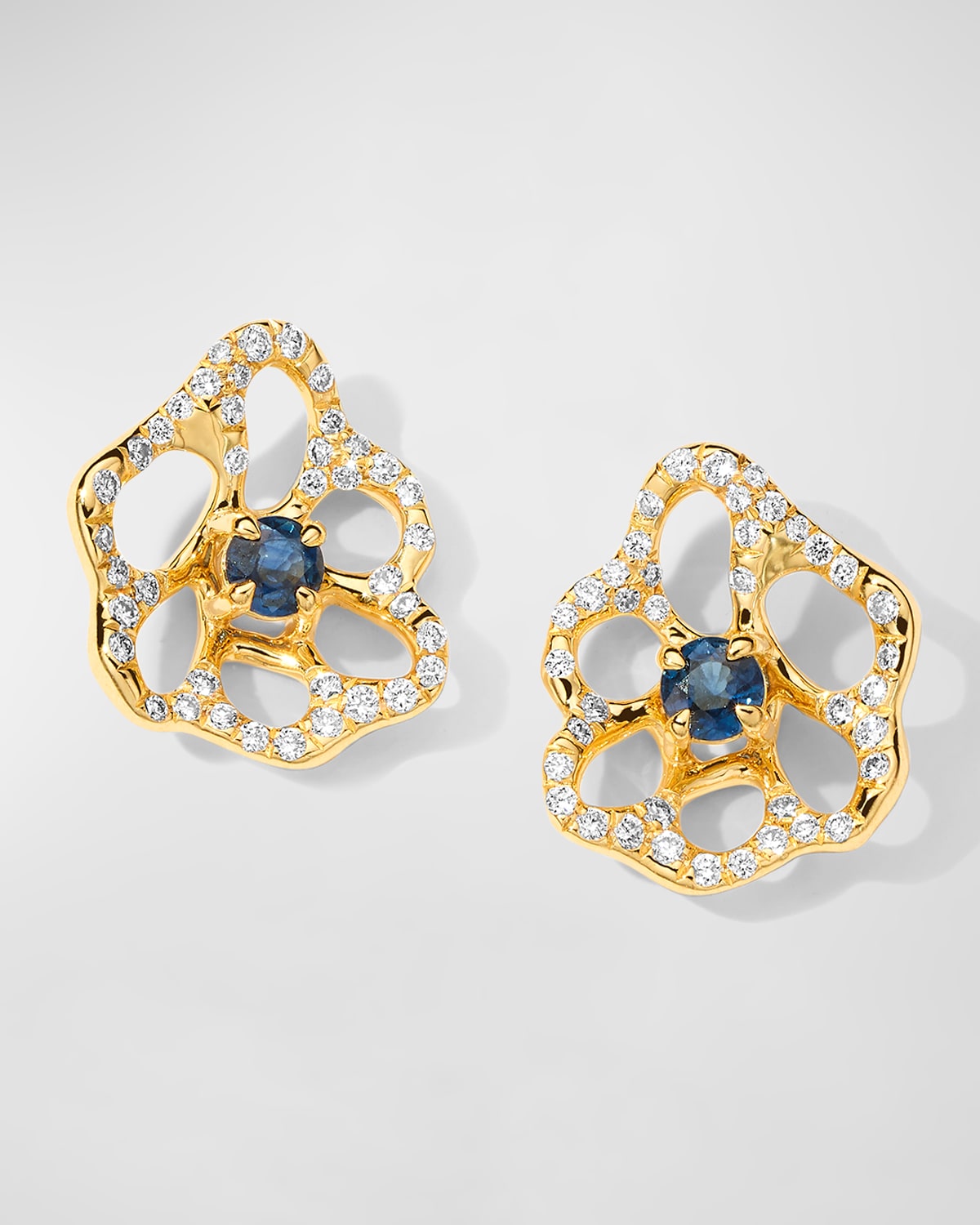 Ippolita Women's Stardust 18k Yellow Gold, Blue Sapphire & 0.3 Tcw Diamond Flower Stud Earrings