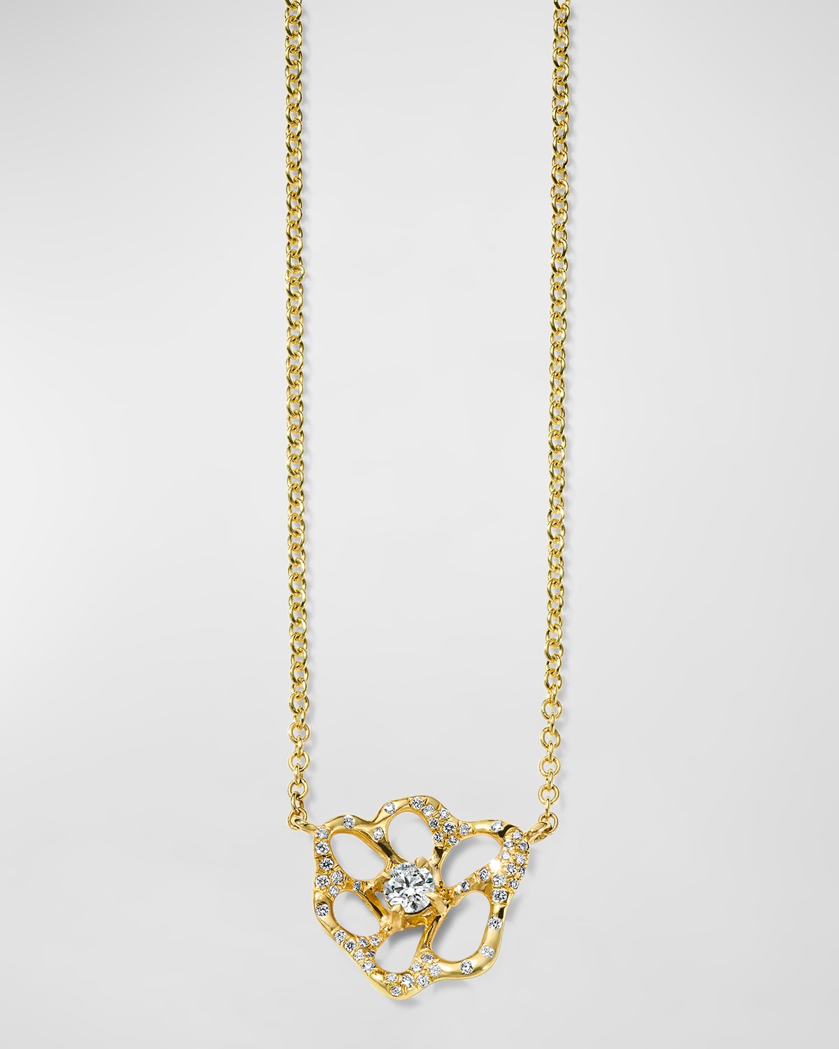IPPOLITA 18K STARDUST DRIZZLE SMALL FLOWER NECKLACE WITH ROUND BRILLIANT-CUT DIAMONDS