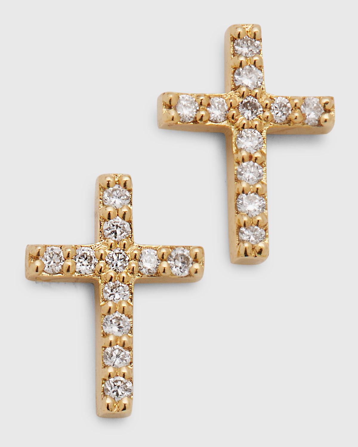 LANA 14K YELLOW GOLD FLAWLESS MINI CROSS STUD EARRINGS WITH DIAMONDS