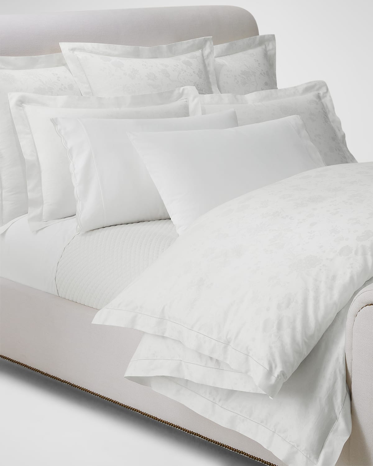 Ralph Lauren Organic Cotton Bethany Jacquard King Duvet Cover In White