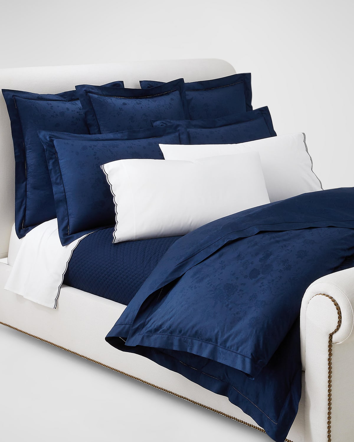 Shop Ralph Lauren Bethany Jacquard Organic Cotton Standard Pillowcase In Polo Navy