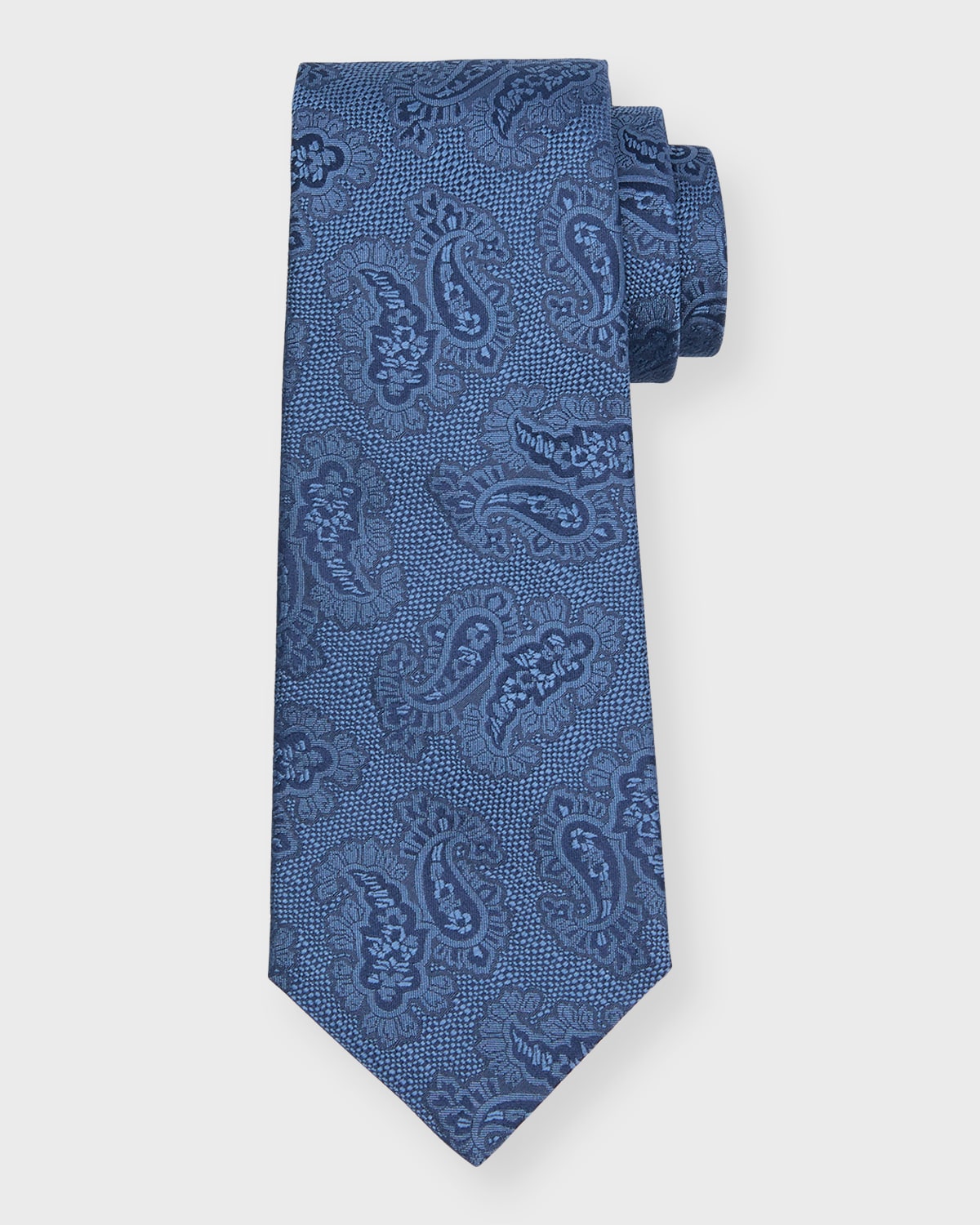 Kiton Men's Tonal Paisley Silk Tie In Light Blue