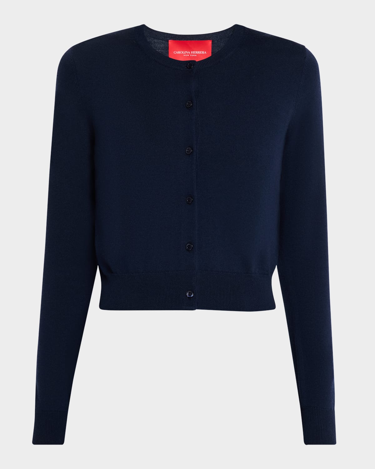 CAROLINA HERRERA CREW-NECK WOOL CARDIGAN 