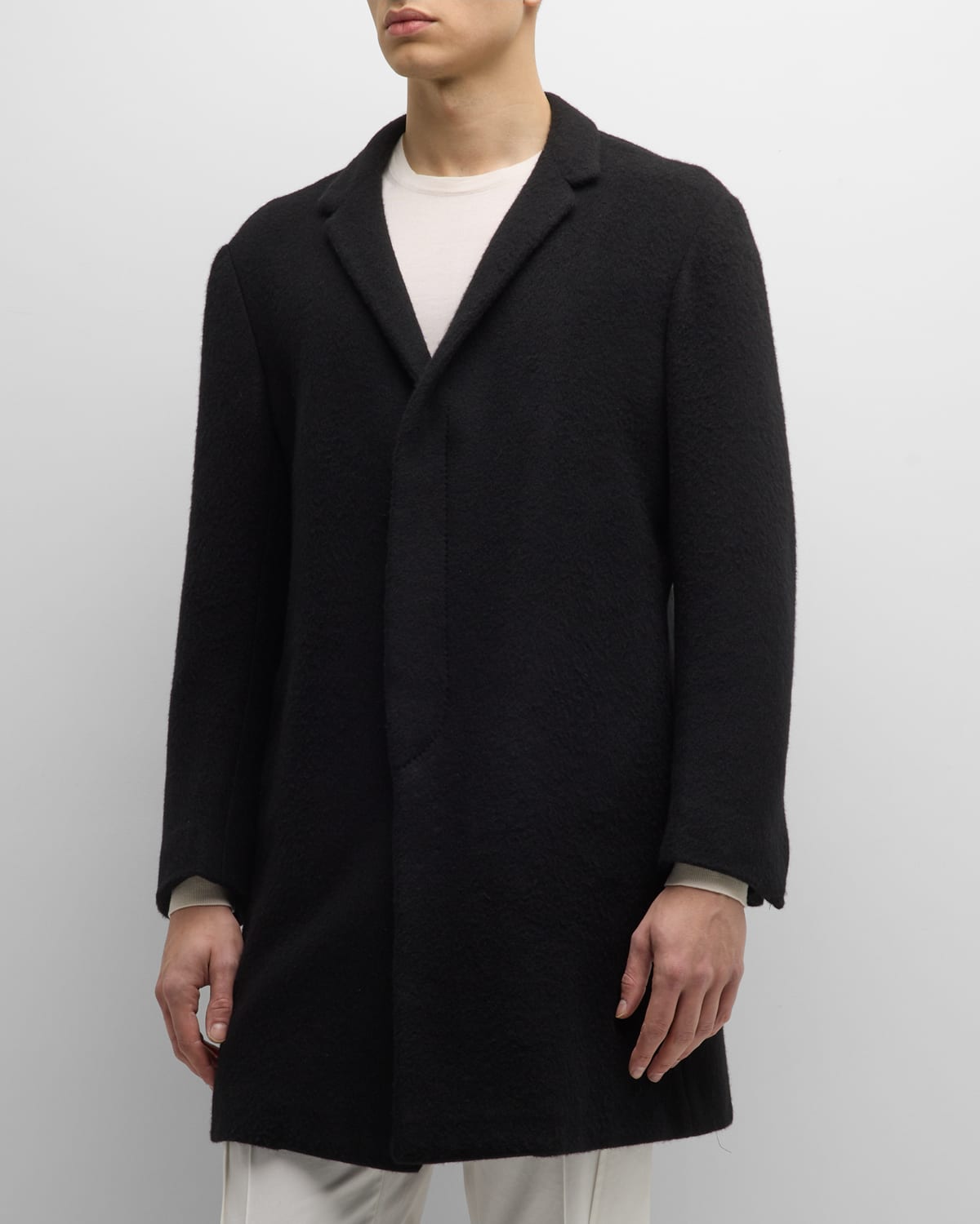 Shop Knt Men's Concealed-front Topcoat In Black