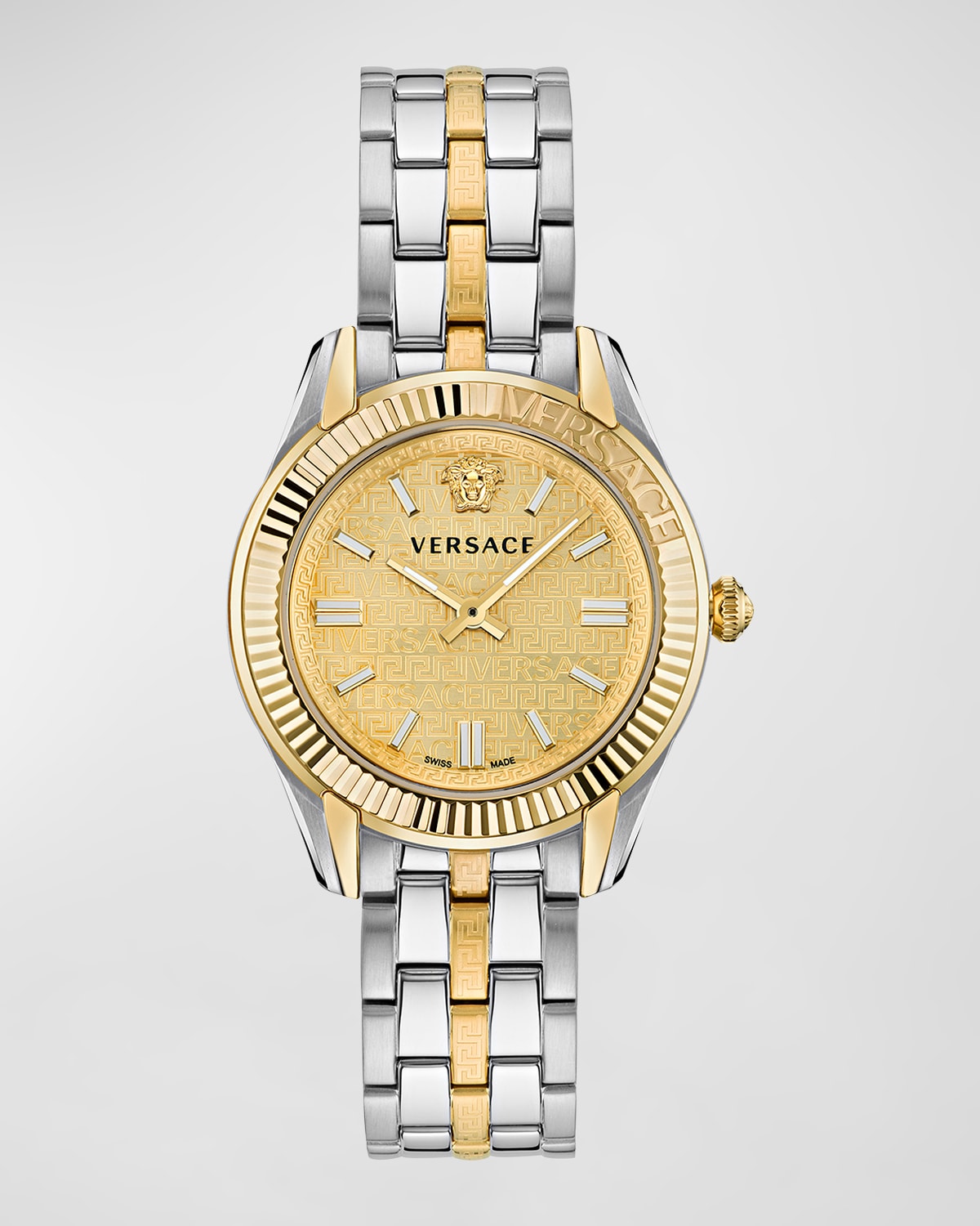 Versace Women's Swiss Greca Time Two-tone Stainless Steel Bracelet Watch 35mm In Two Tone