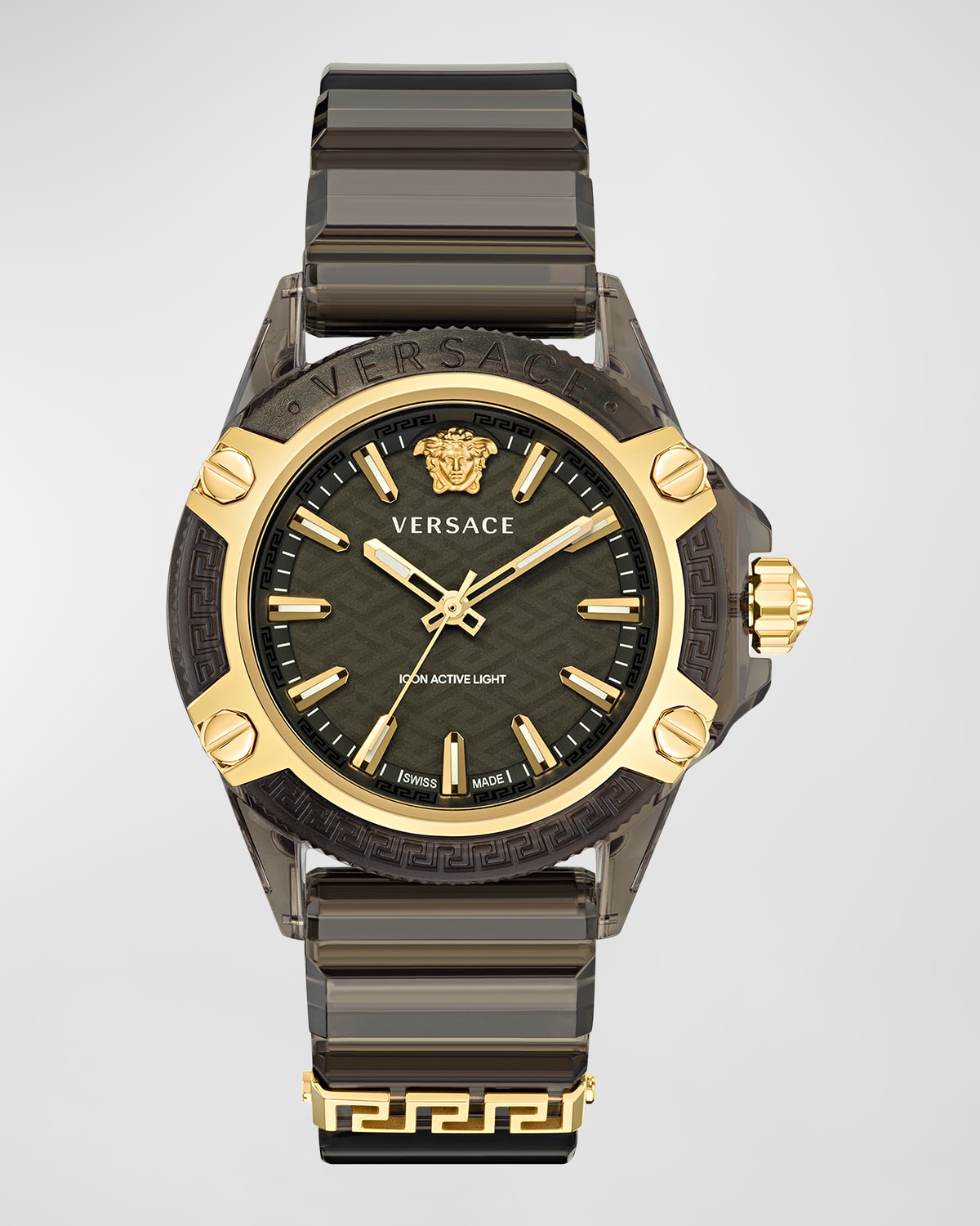 Versace Icon Active Silicone Watch In Black
