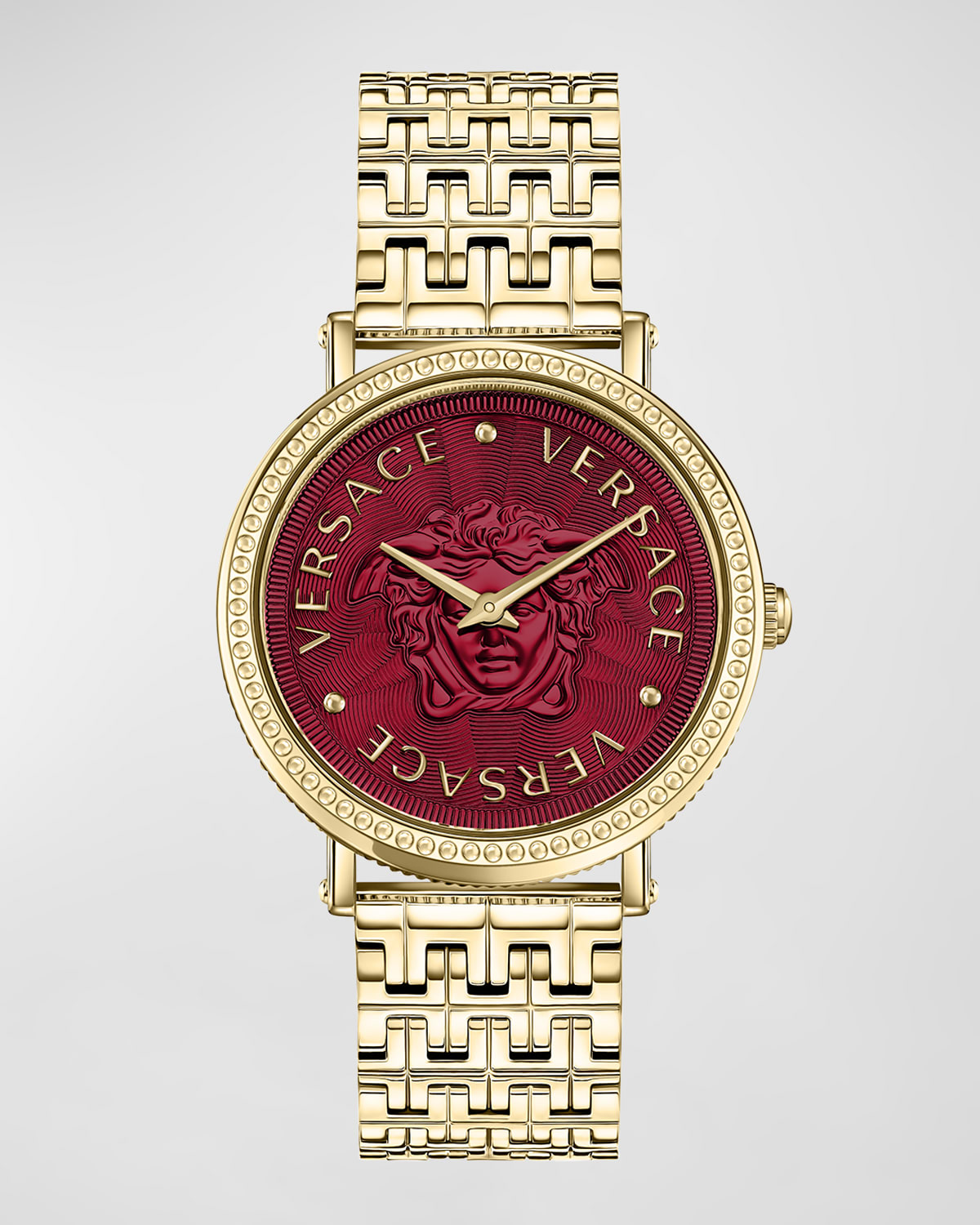 37mm V-Dollar Watch with Bracelet Strap, Yellow Gold/Red