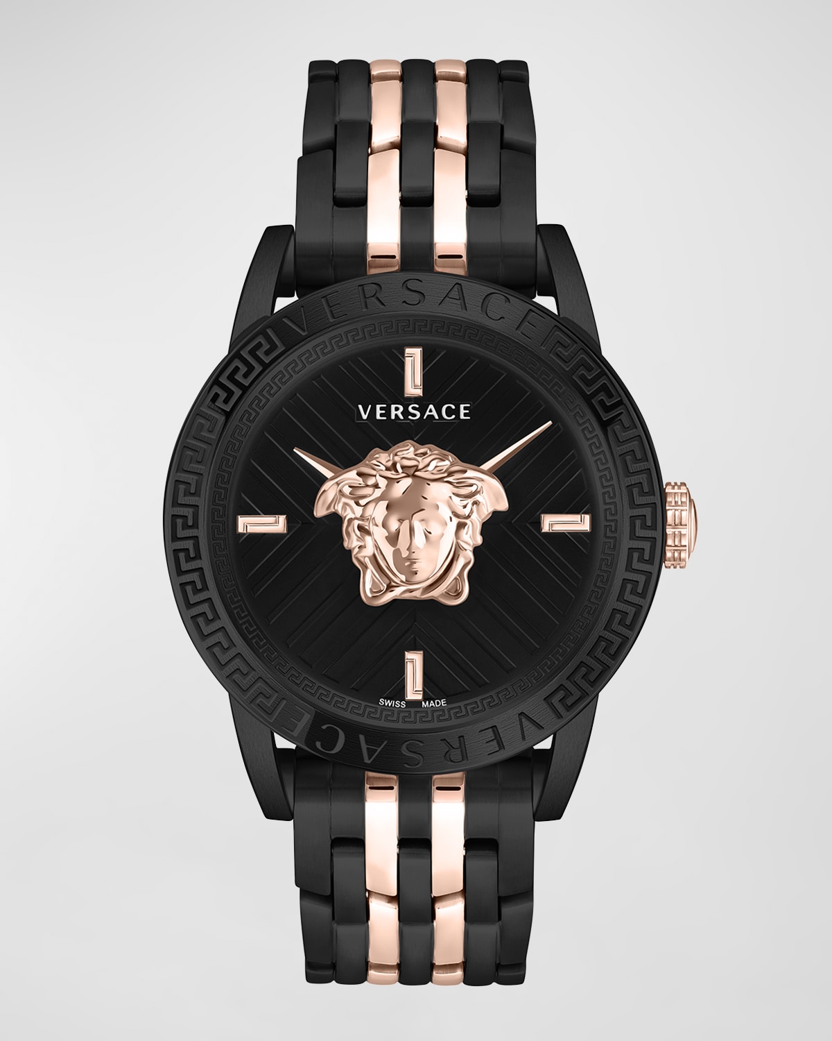 Shop Versace Men's V-code Medusa Head Two-tone Bracelet Watch, 43mm In Two Tone