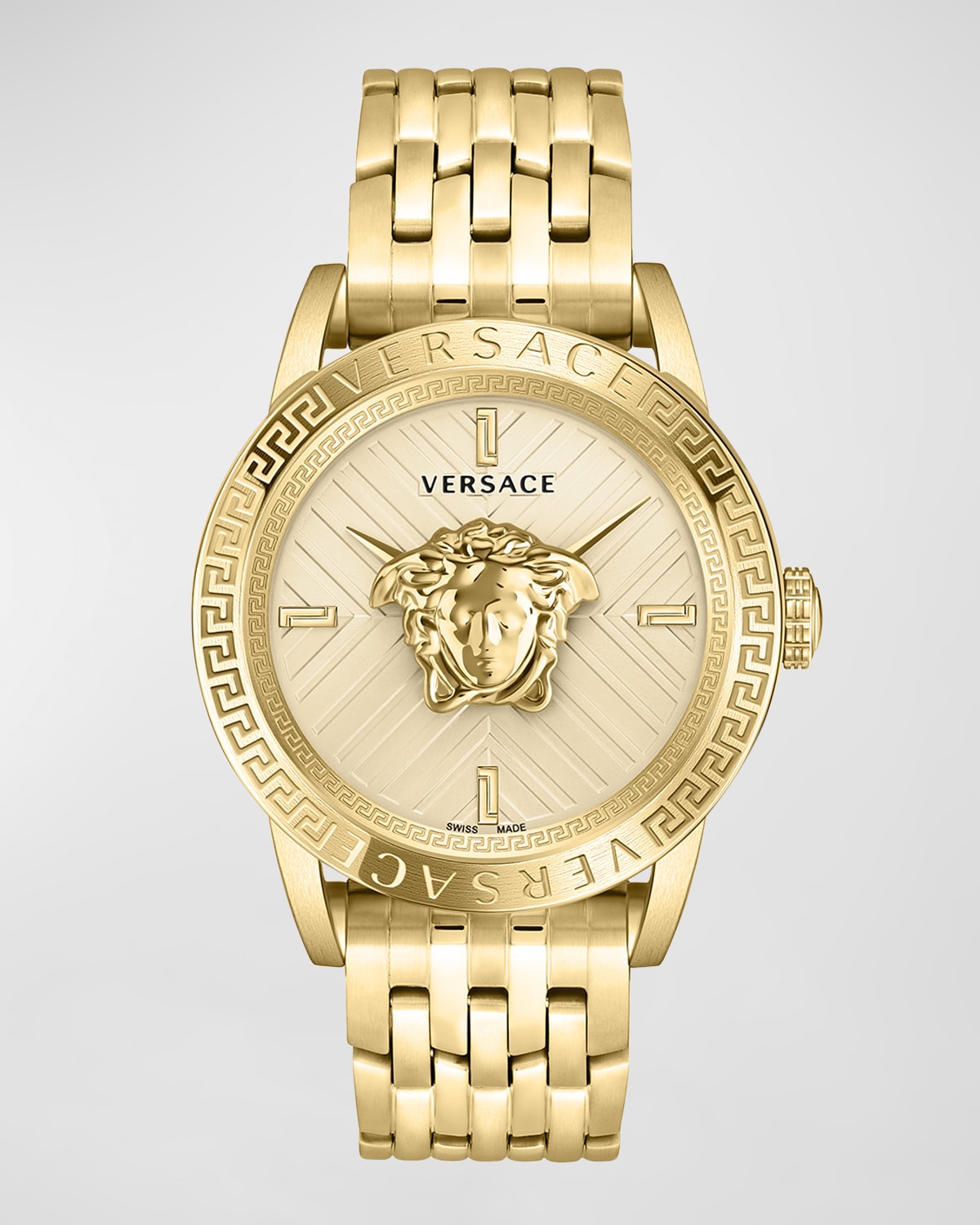 Versace V-circle Logomania Bracelet Watch In White/gold