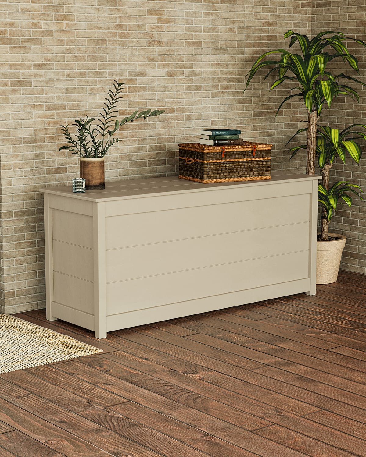 Polywood 68" Console Table With Storage In Neutral