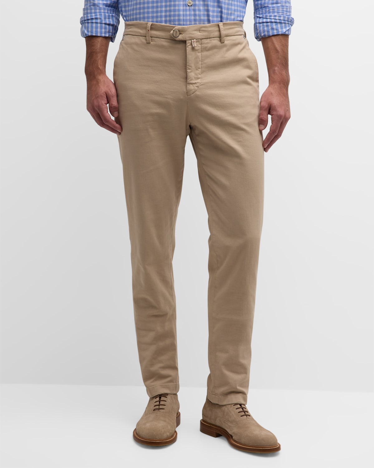Kiton Men's Flat Front Cashmere-blend Trousers In Beige