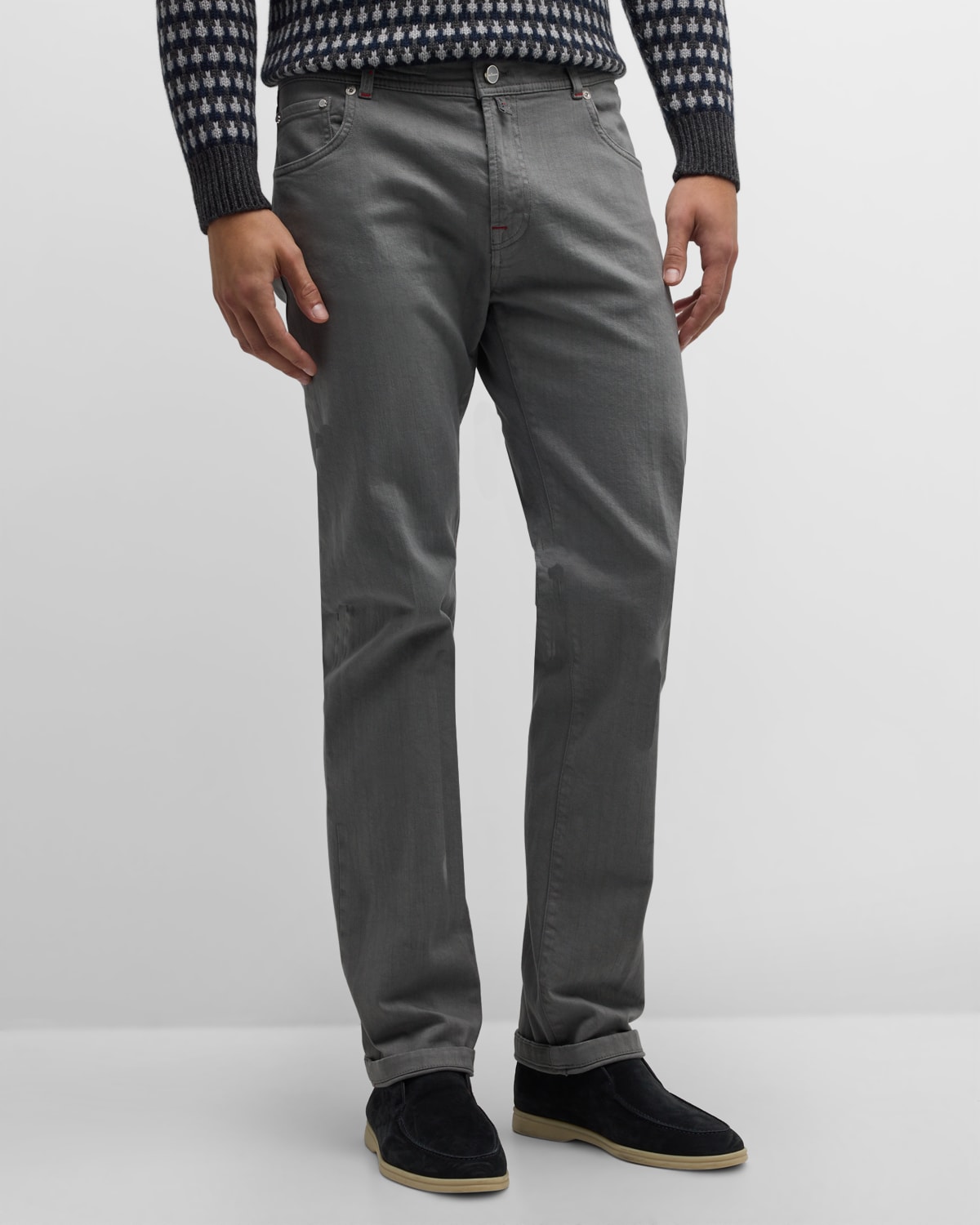 Kiton Men's Straight Leg 5-pocket Trousers In Grey