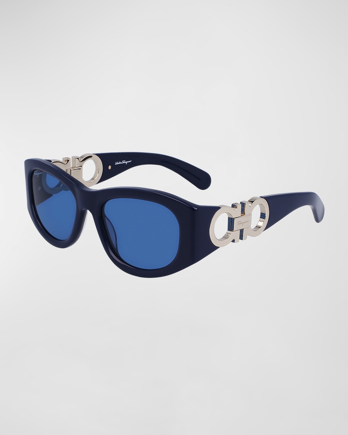 Ferragamo Gancini Round Acetate Sunglasses In Blue