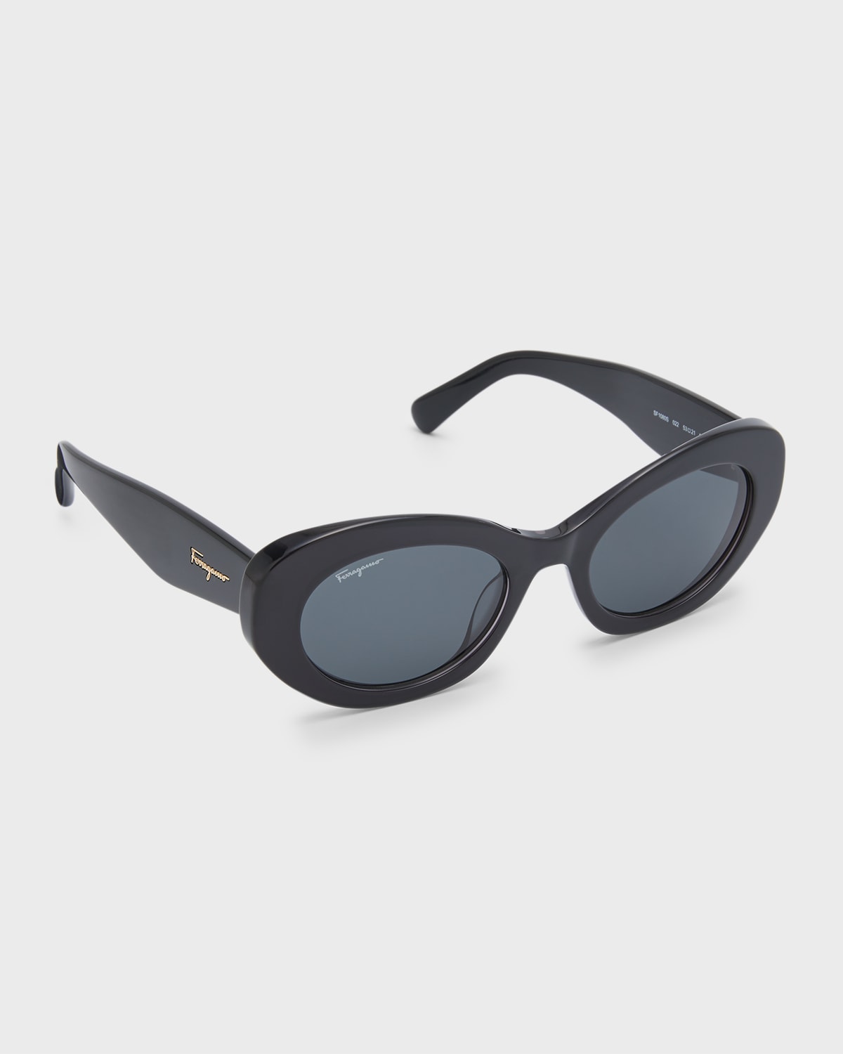 Ferragamo Logo Acetate Oval Sunglasses In Dark Grey Grey