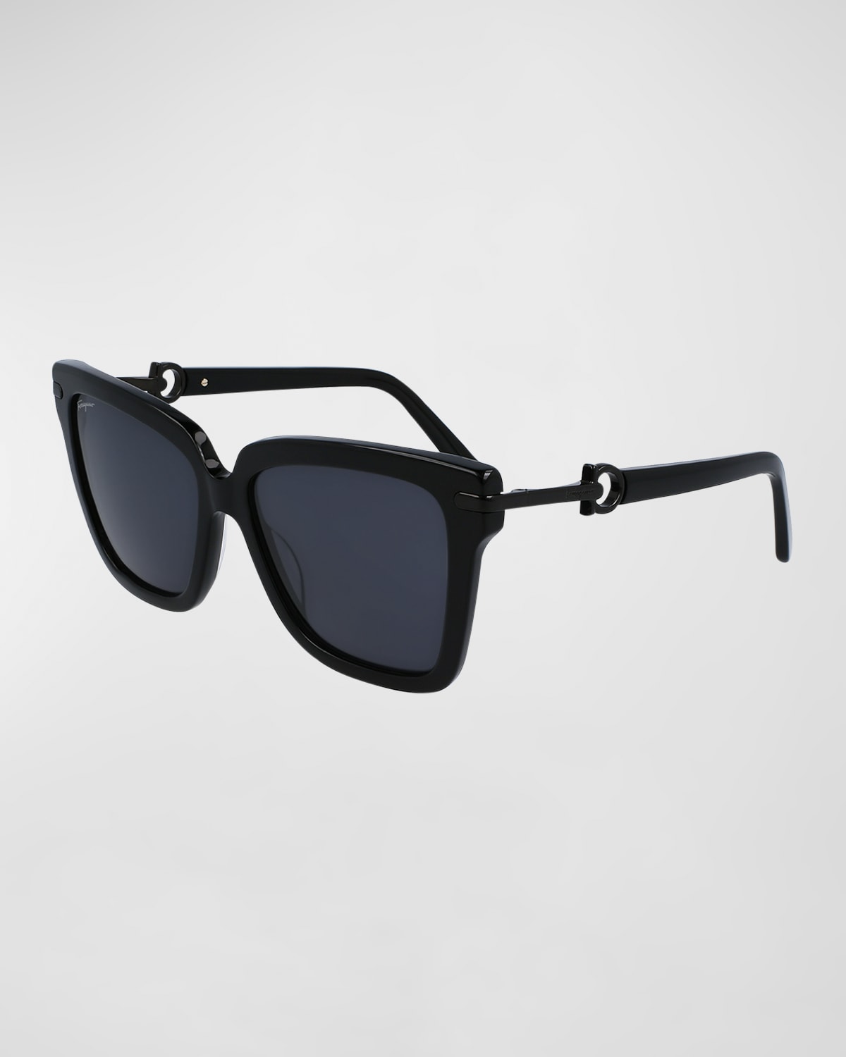 Ferragamo Gancini Square Acetate Sunglasses In 001 Black