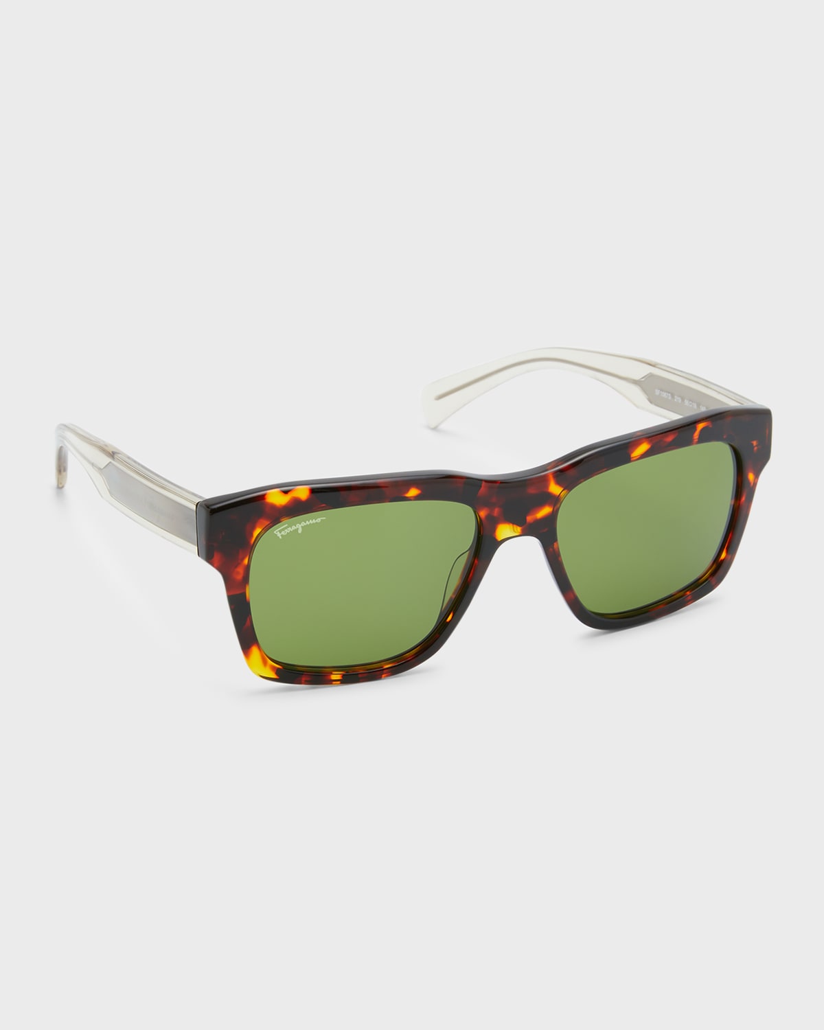 Shop Ferragamo Men's Gradient Temple Square Sunglasses In Dark Tortoise
