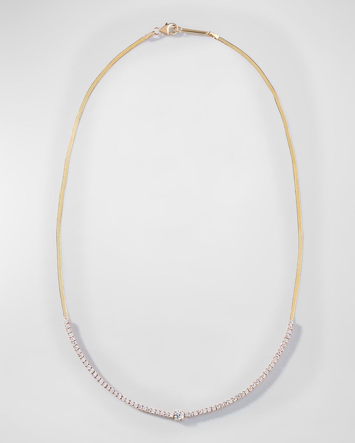 LANA 14K GOLD HERRINGBONE DIAMOND TENNIS NECKLACE