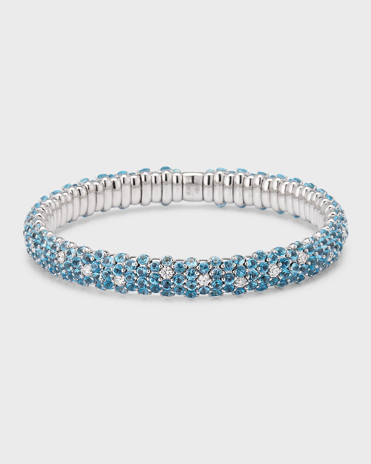 18k White Gold Blue Topaz and Diamond Bracelet