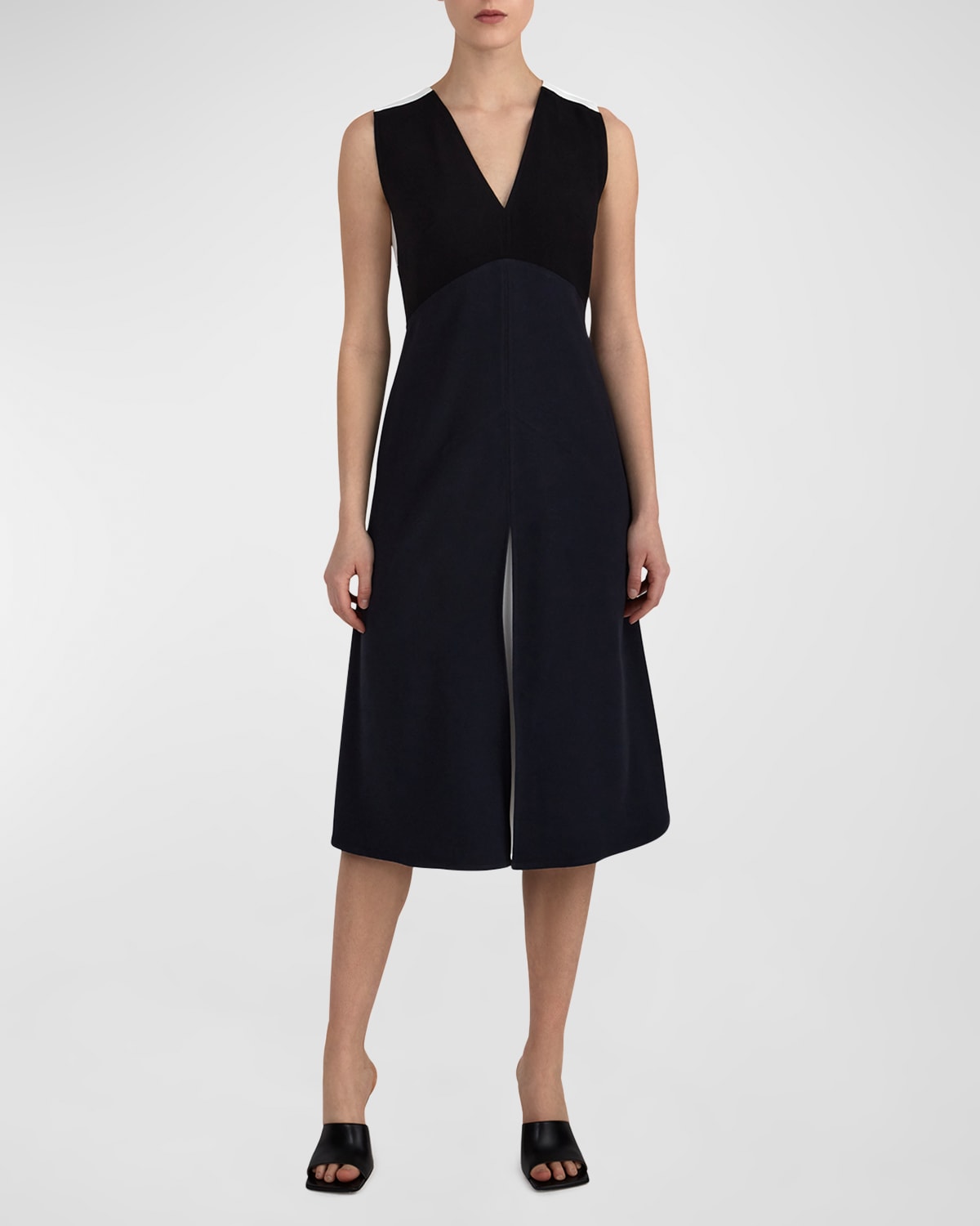 Judith & Charles Shea Sleeveless Colorblock Midi Dress In Navy Combo
